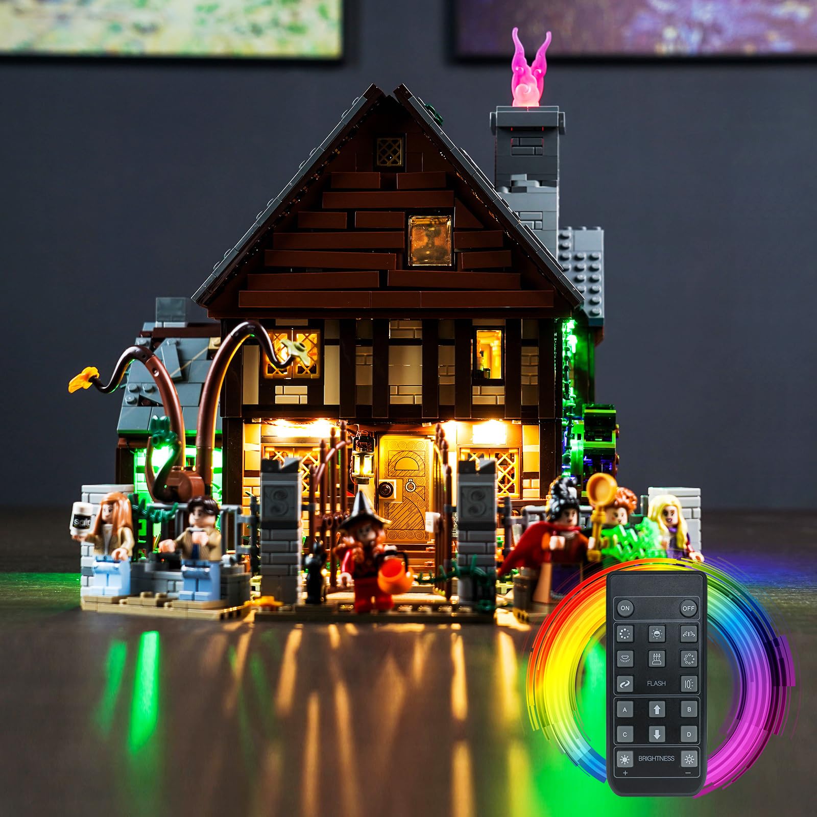 BrickBling LED Light Kit for Lego 21341 Hocus Pocus Sanderson Sisters Cottage - Remote Control Lighting Set (Lights Only, No Model Included) - Perfect for Halloween Displays, Lego Collections, and Home Decor
