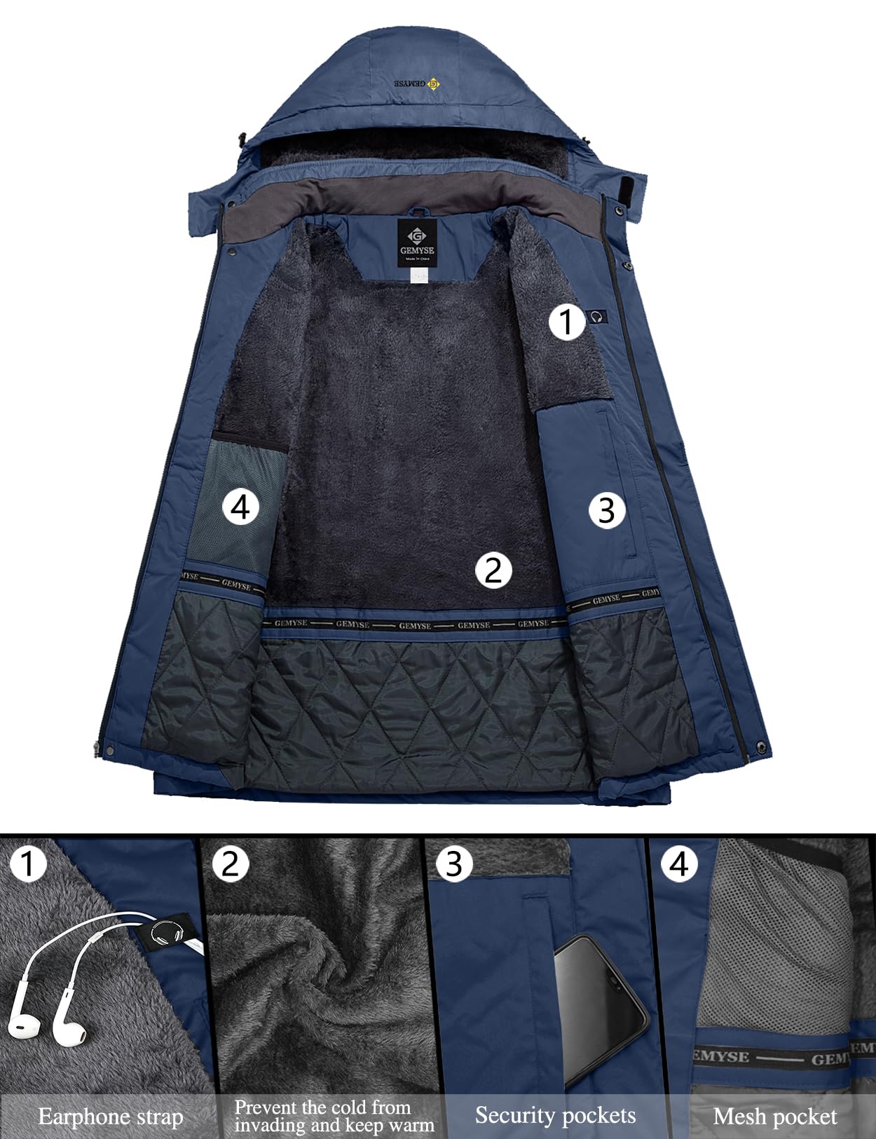 GEMYSE Women's Waterproof Ski Jacket - Windproof Winter Coat with Hood for Snowboarding, Hiking & Outdoor Activities