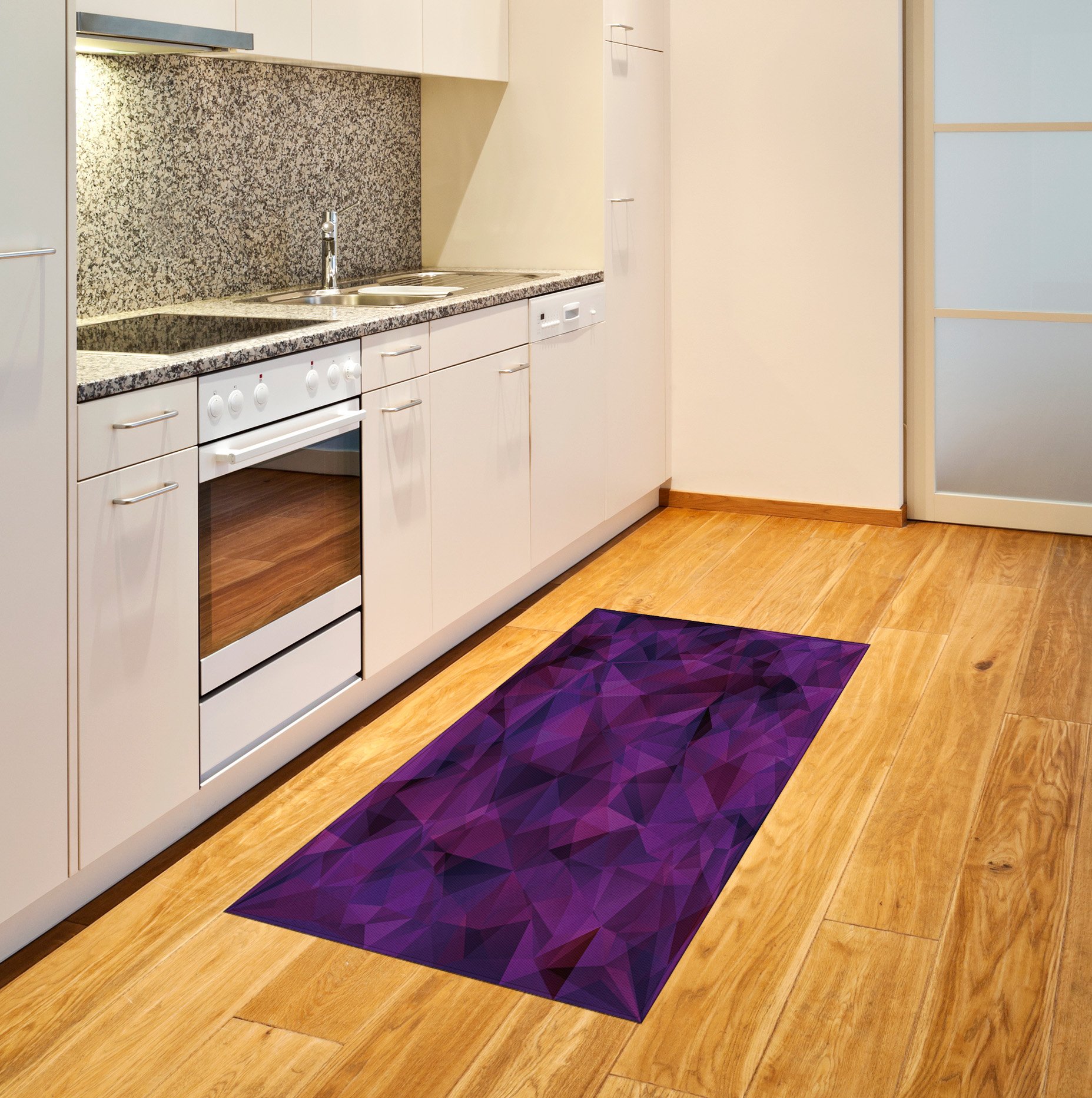 Ambesonne Indigo Area Rug - Broken Glass Inspired Geometric Triangle Abstract Design, Flat Woven Accent Rug for Living Room, Bedroom, Dining Room - 2'6