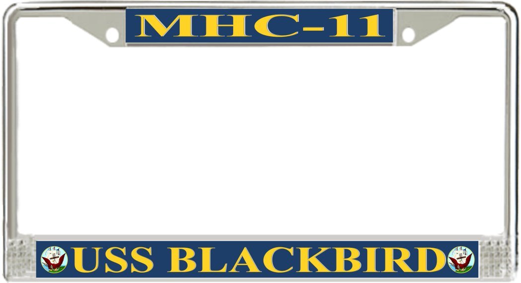 MilitaryBest USS Blackbird MHC-11 License Plate Frame - Durable Metal Car License Plate Holder for Navy Veterans & Military Enthusiasts - Perfect for Cars, Trucks & Motorcycles