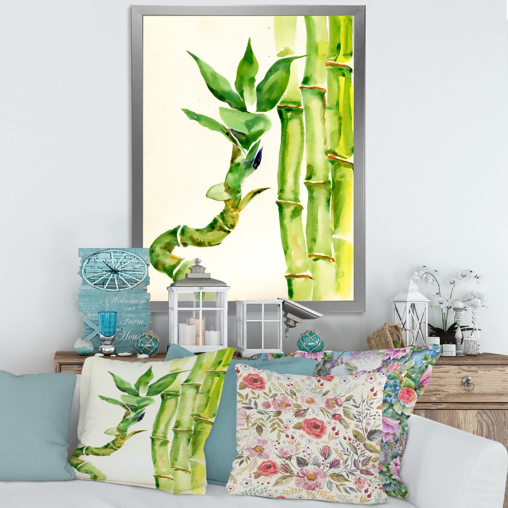 Bamboo Branches In The Forest VI Tropical Framed Wall Art - Nature Inspired Home Decor for Living Room, Bedroom & Office
