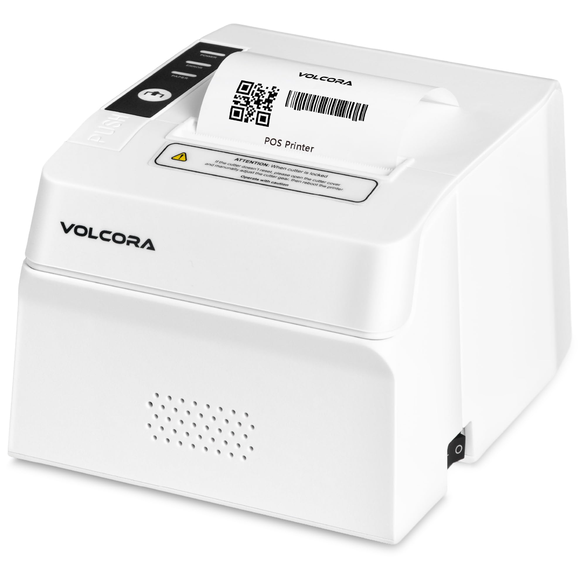 Volcora 80mm Thermal Receipt Printer with Auto Cutter - USB/Bluetooth POS Printer for Windows/MAC/Linux - ESC/POS Command Support & Cash Drawer - High-Speed Kitchen Printer for Restaurants, Retail Stores & Offices - Wall Mountable White POS System