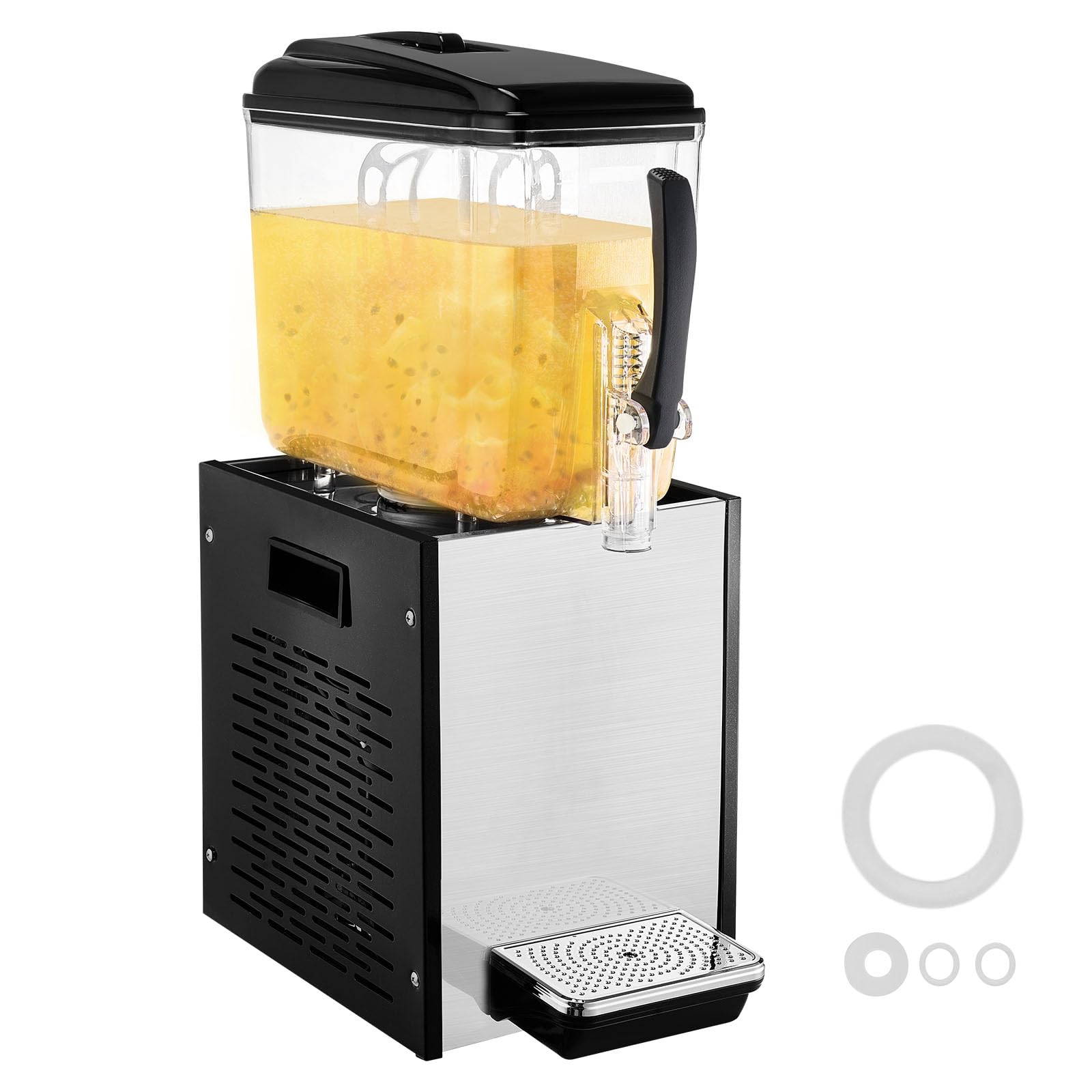 VEVOR 12L (12.7QT) Commercial Beverage Dispenser - 304 Stainless Steel Food Grade Juice & Iced Tea Machine with 45°F-54°F Cooling - Perfect for Restaurants, Bars, Parties & Catering Events - Cold Drink Dispenser for Lemonade, Iced Coffee & Cocktails