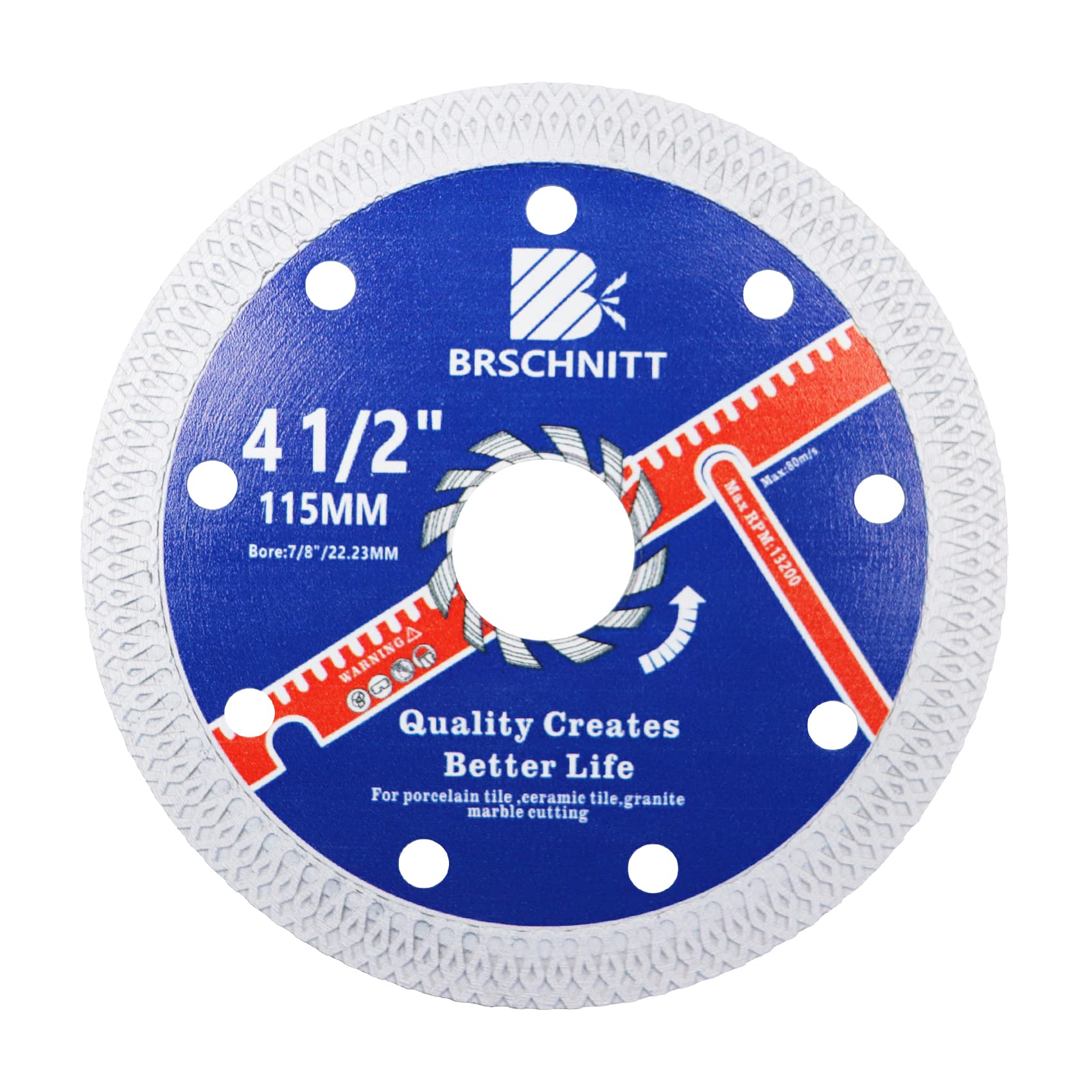 BRSCHNITT 4-1/2 Inch (115mm) Super Thin Diamond Porcelain Saw Blade - 7/8