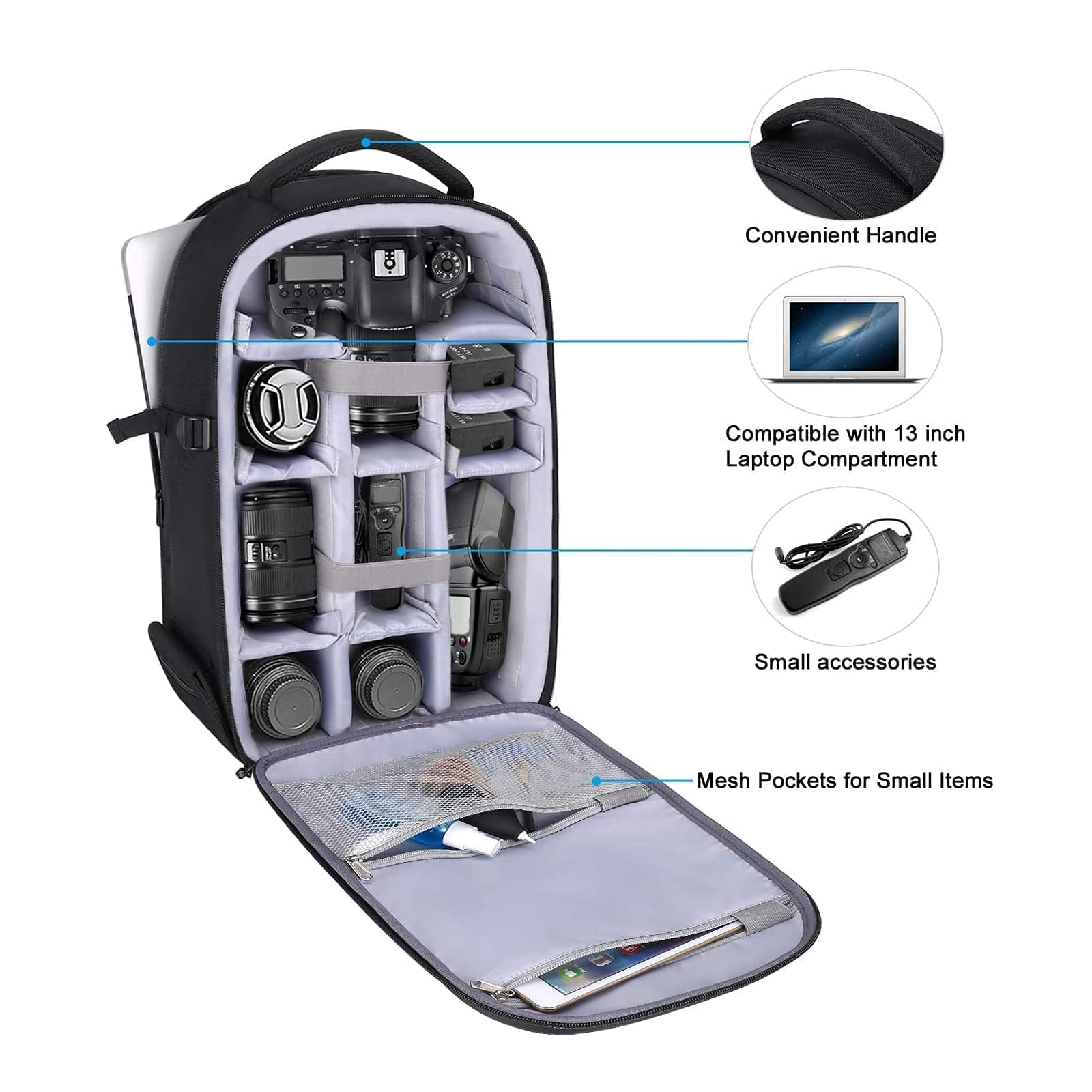 MOSISO Waterproof DSLR Camera Backpack - Hardshell Protective Case for Canon, Nikon, Sony Mirrorless/SLR Cameras with Removable Insert | Travel Photography Bag, Crossbody Shoulder Messenger Bag for Outdoor Shooting & Daily Use