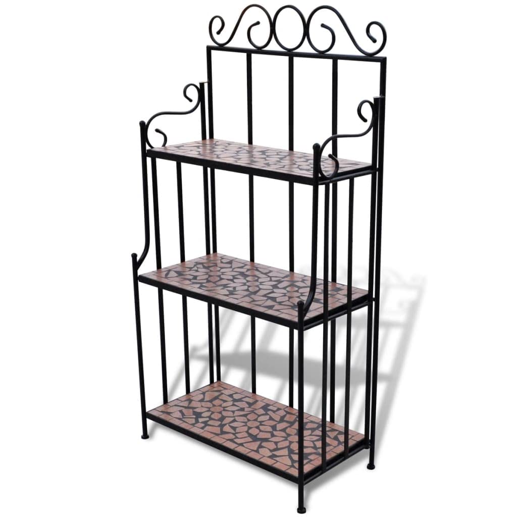 CHARMMA 3 Tier Tall Metal Plant Stand with Ceramic Tile - Multi-Tier Flower Pot Holder for Indoor Outdoor Use - Perfect for Living Room, Balcony, Garden & Patio - 22.8