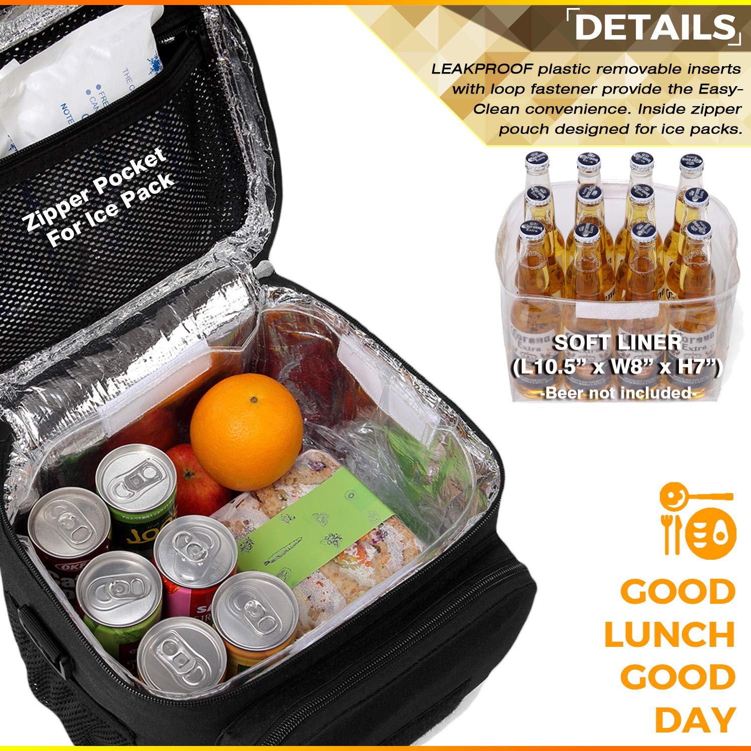 Tactical Insulated Lunch Bag for Men & Women - 12 Can Capacity, 9L Leakproof Cooler Tote for Work, Office, Outdoor & Travel | Soft Easy-Clean Liner (Black Camo) | Perfect for Camping, Hiking, Picnics & Daily Commute
