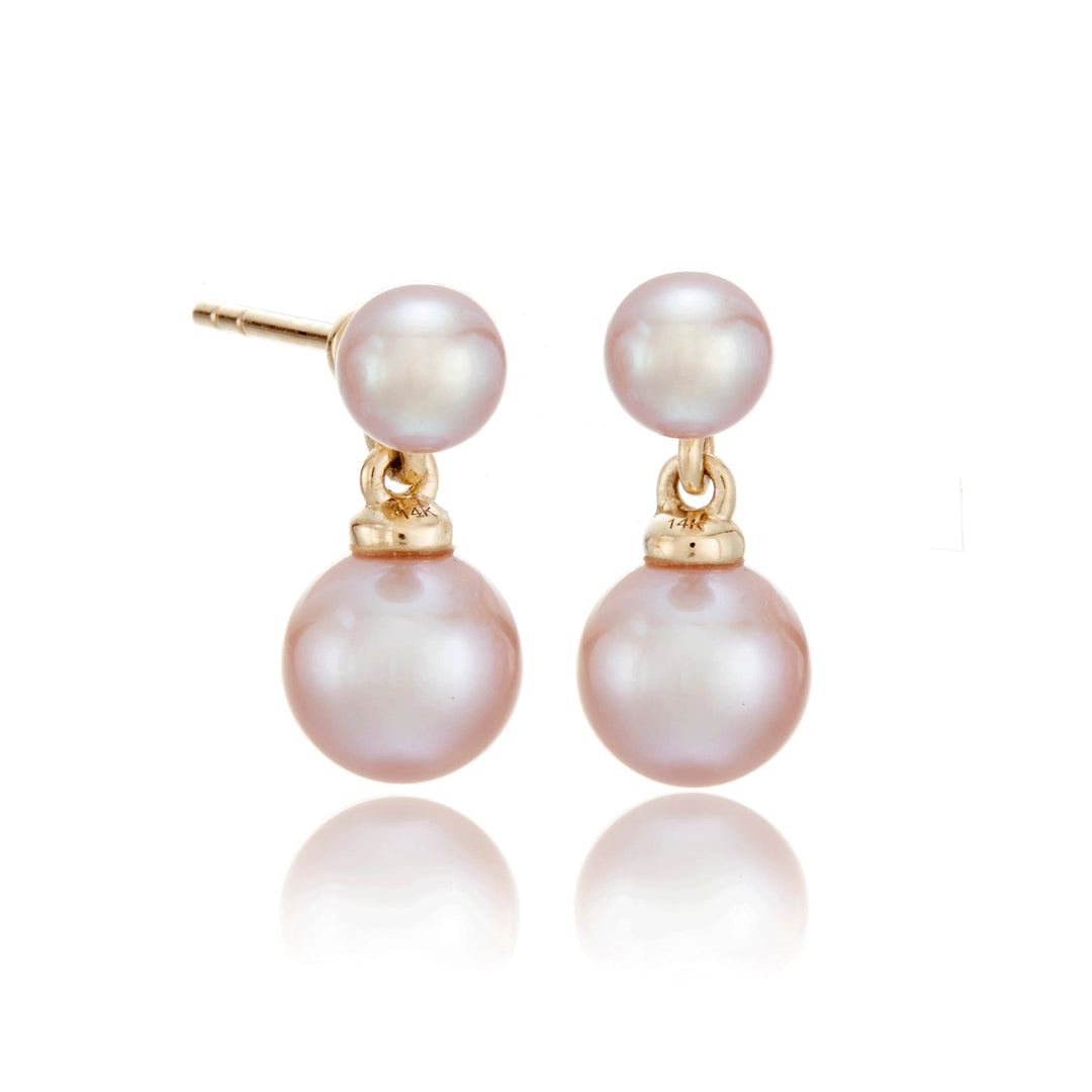 Victoria Pink Pearl Earrings for Women - Elegant Pearl Drop Dangle Earrings for Wedding, Party & Special Occasions