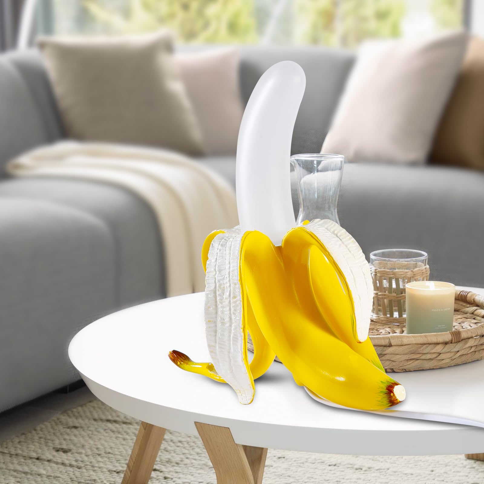MAYOLA Modern Banana Table Lamp - LED Desk Lamp & Night Light with Baking Finish Resin for Living Room, Bedroom, Home Office, Kids Room - Perfect for Study, Reading & Decoration (Standing)