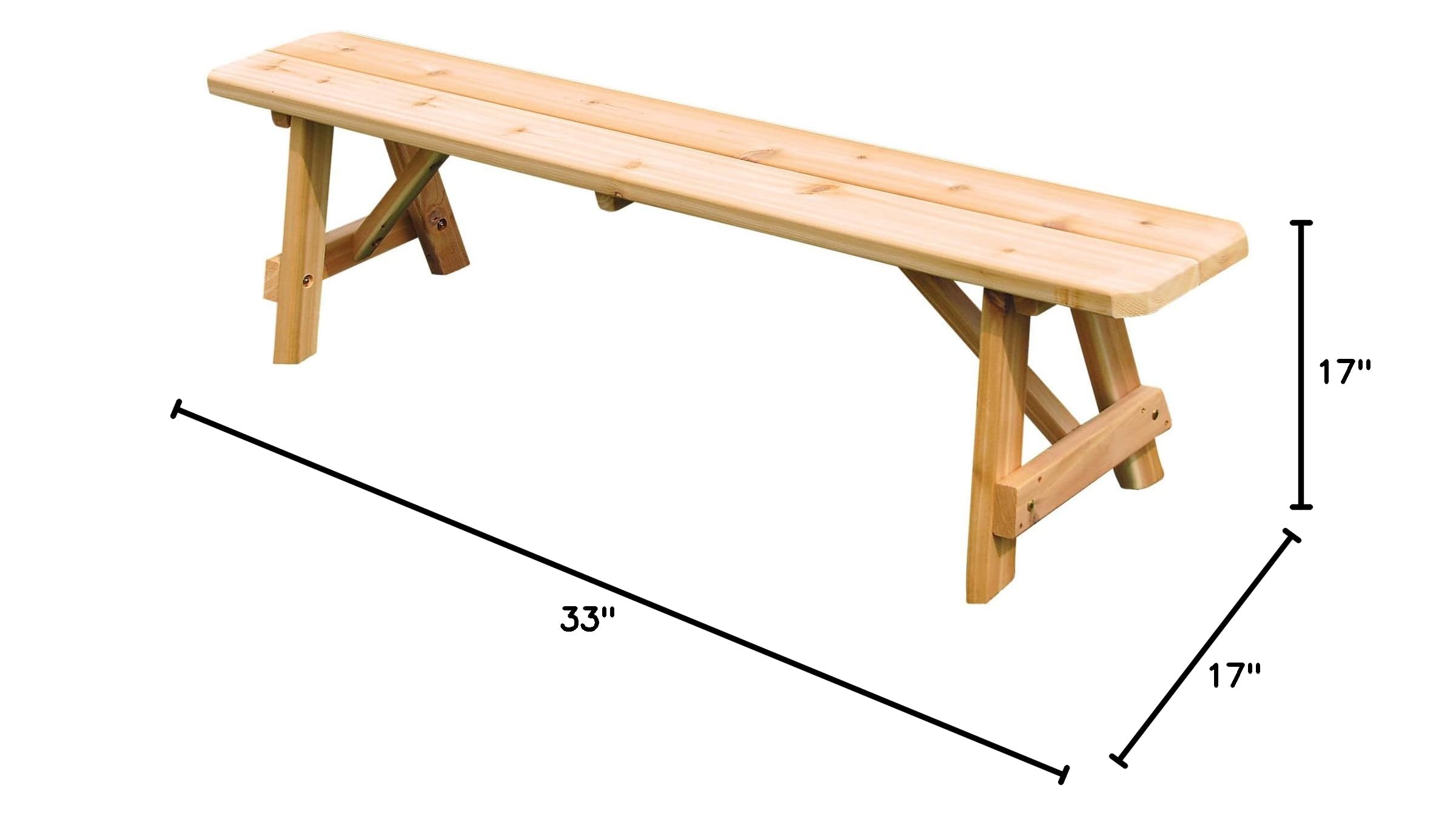 Unfinished Cedar 3-Foot Traditional Wooden Bench for Outdoor & Indoor Use - Patio, Garden, Entryway, or Living Room Furniture - Furniture Barn USA