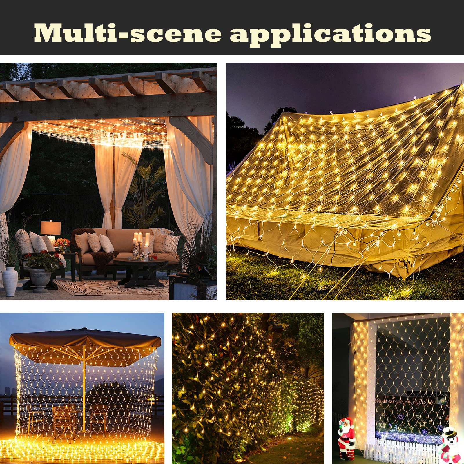 480 LED Gazebo Net Lights 12x12 FT - 8 Modes for Garden, Christmas Decor