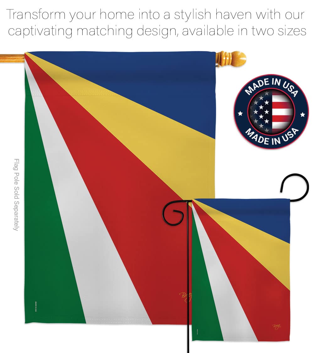 Seychelles National Flag Set 28x40in with Pole for Home & Garden Decor