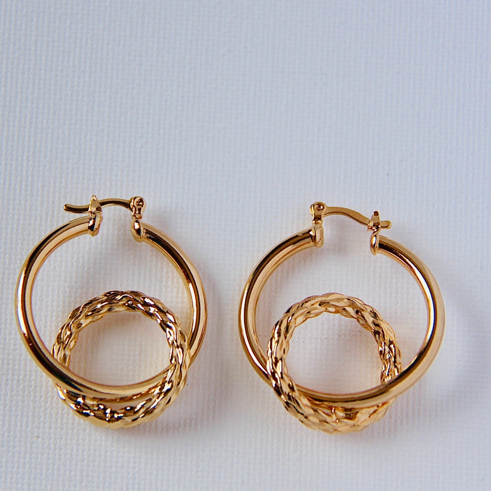 14K Gold Filled Double Link Hoop Earrings for Women - Elegant Dainty Everyday Jewelry for Casual & Formal Occasions
