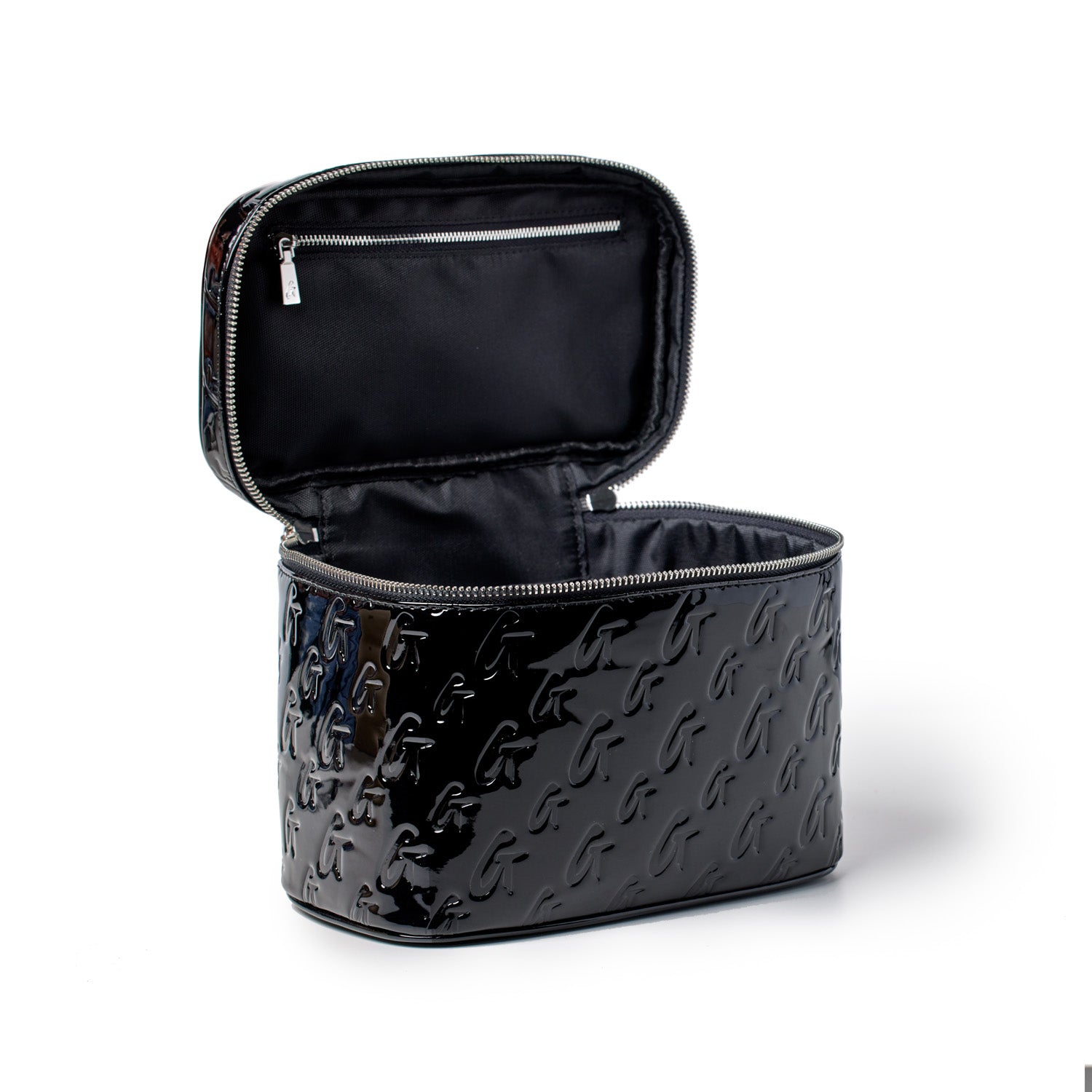 Large Monogram Toiletry Bag with Mirror - Black | Travel Cosmetic Organizer for Women & Men | Perfect for Vacation, Gym, and Business Trips