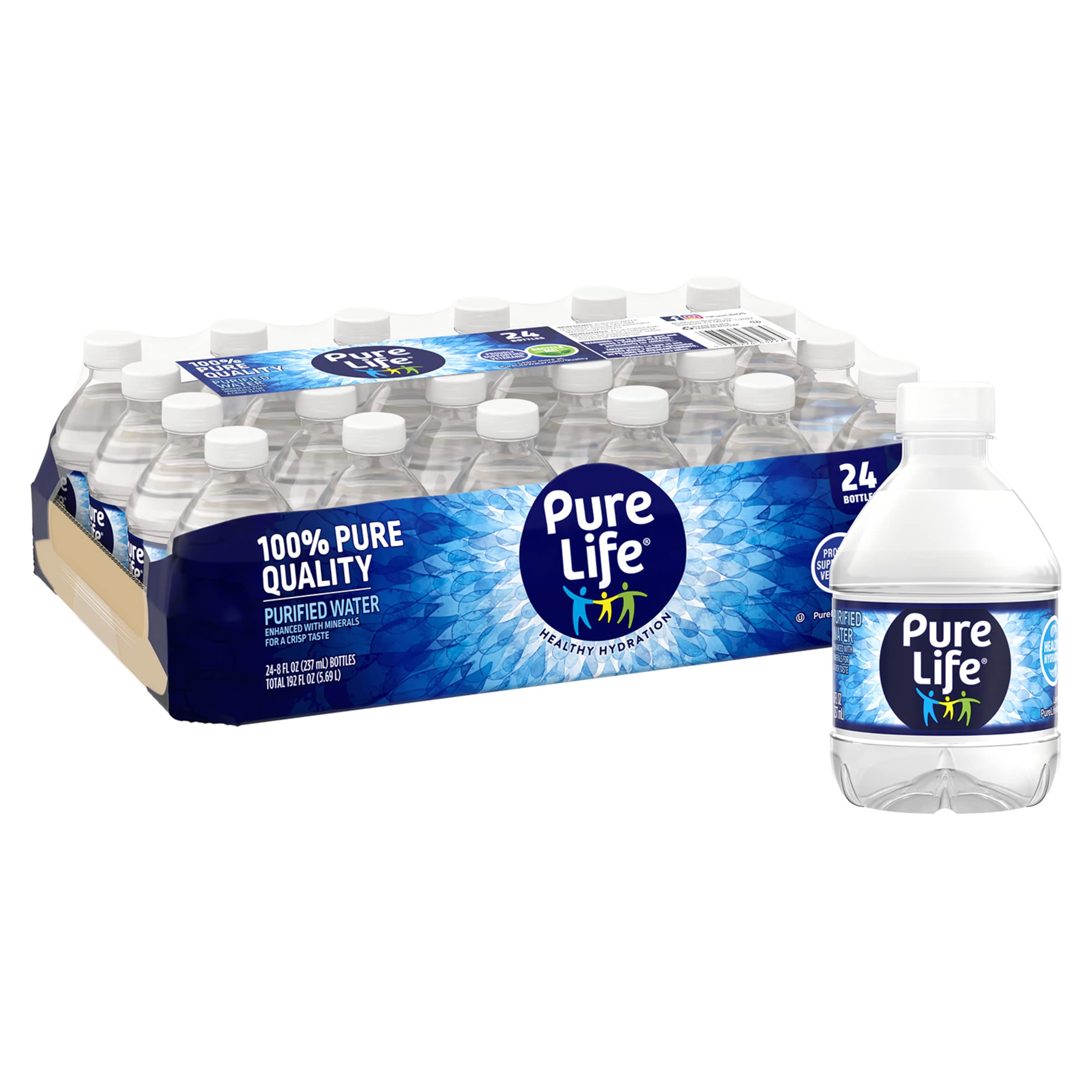 Pure Life Purified Water - 8 Fl Oz (12 Pack) | BPA-Free Plastic Bottles | Hydration for Home, Office & Outdoor Activities