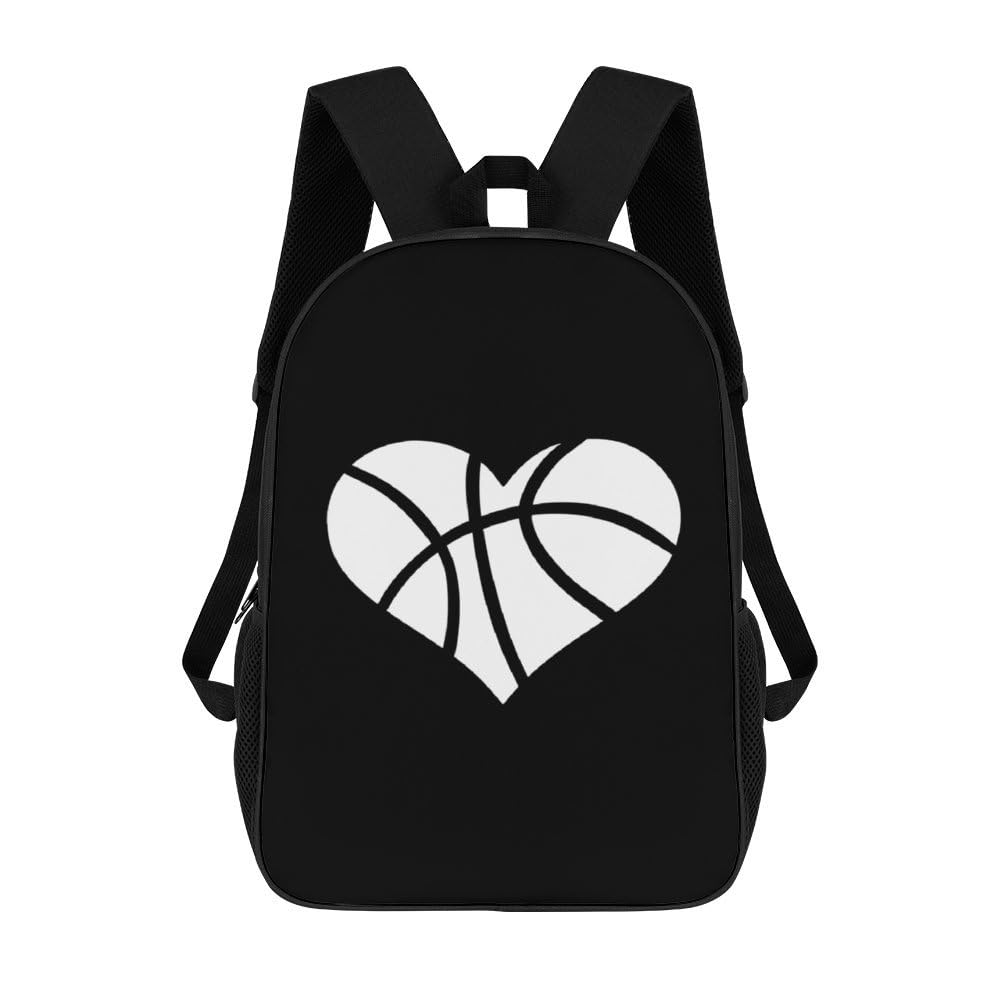 IOEDTHBJ 3D Printed Basketball Heart Backpack - 17 Inch Laptop Backpack for School & Travel, Stylish Unisex Computer Bag for Men & Women - Perfect for College, Work & Sports Enthusiasts