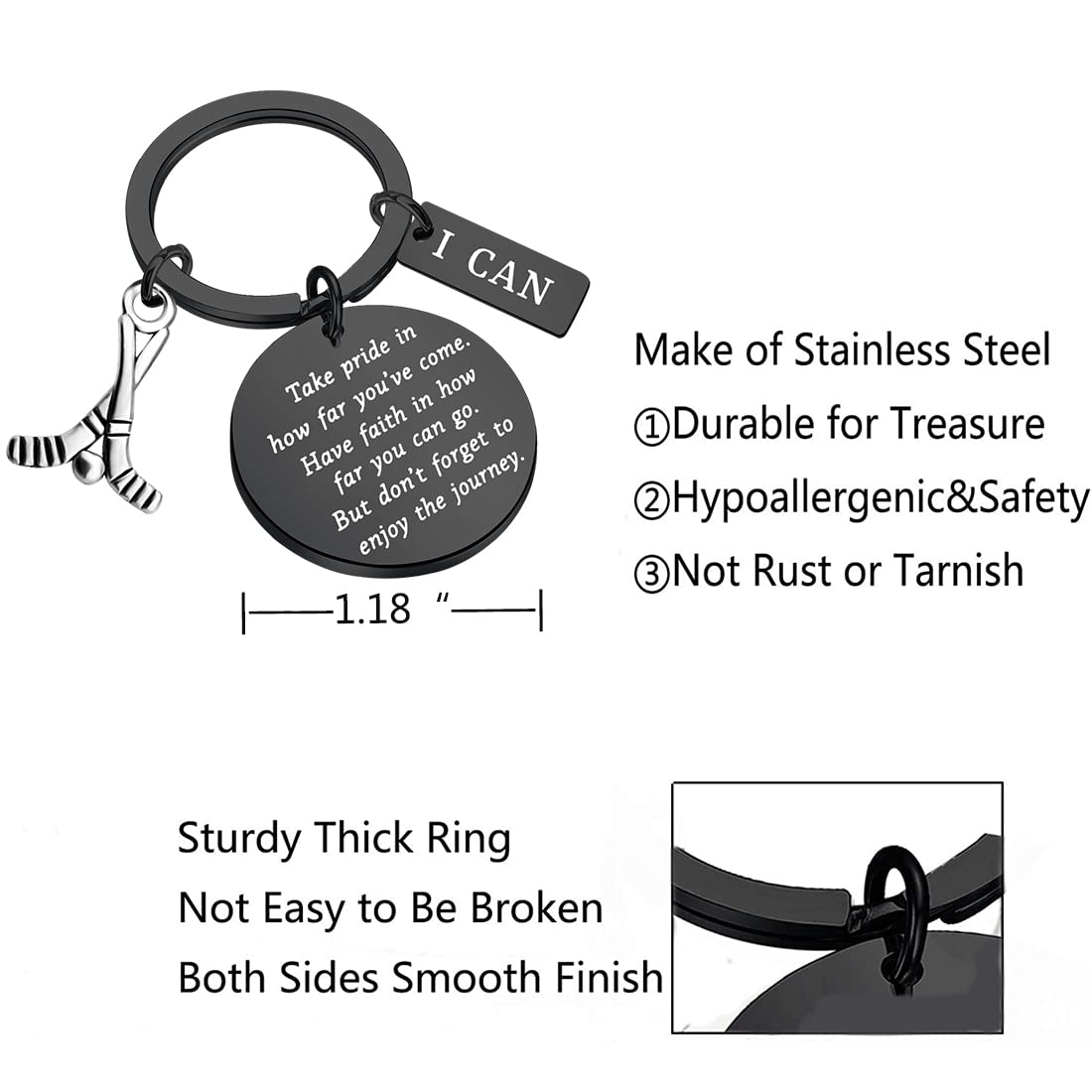 FUSTMW Hockey Player Keychain - Inspirational Ice Hockey Gift for Boys & Girls - Perfect for Team Players, Seniors & Hockey Fans - Great for Game Days, Tournaments & Sports Enthusiasts