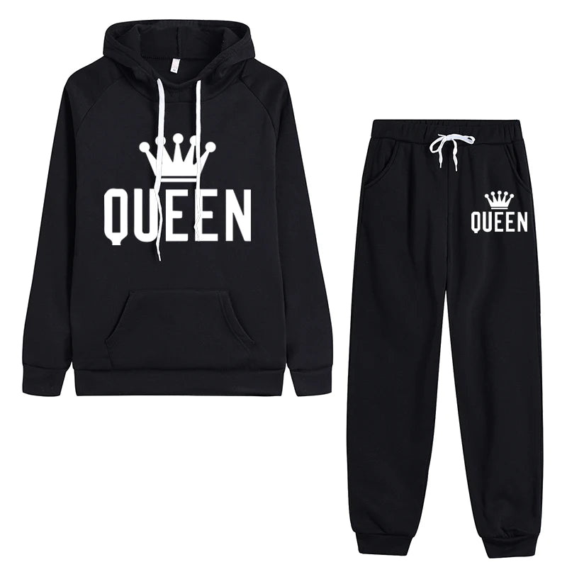 Women's Autumn Winter Hoodie & Fleece Pants 2-Piece Tracksuit Set - Cozy Casual Jogging Outfit for Running, Lounging & Streetwear Fashion