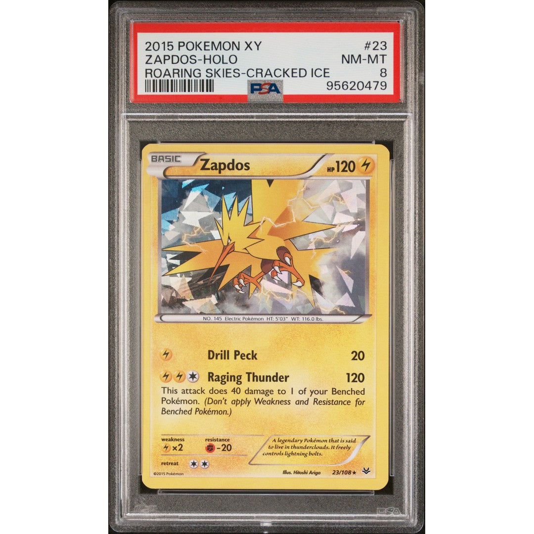 2015 Pokemon Roaring Skies Zapdos 23/108 Holo Rare Trading Card - Collectible for Fans & Players, Perfect for Battles, Trades, and Display