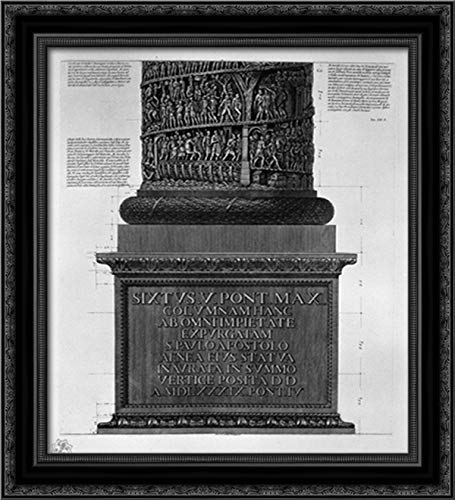 Antonine Column Black Ornate Wood Framed Canvas Art - 20x22 Historical Roman Architecture Wall Decor by Giovanni Battista Piranesi | Perfect for Living Room, Office or Gallery Display
