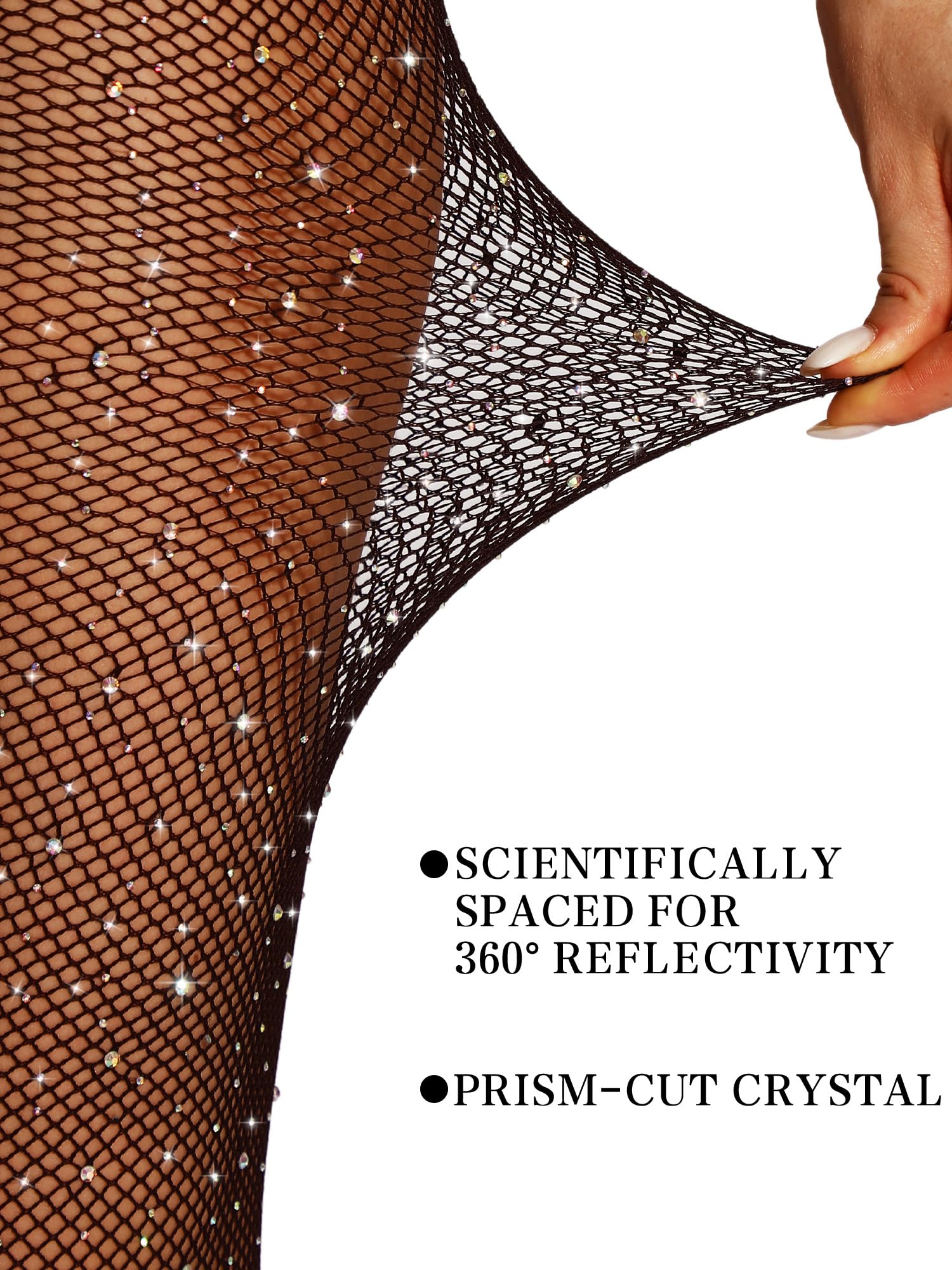 Sexy Sparkly Fishnet Tights with Rhinestones - Ultra Durable High Waist Mesh Stockings for Women | Perfect for Parties, Concerts, Halloween & Nightclub Outfits