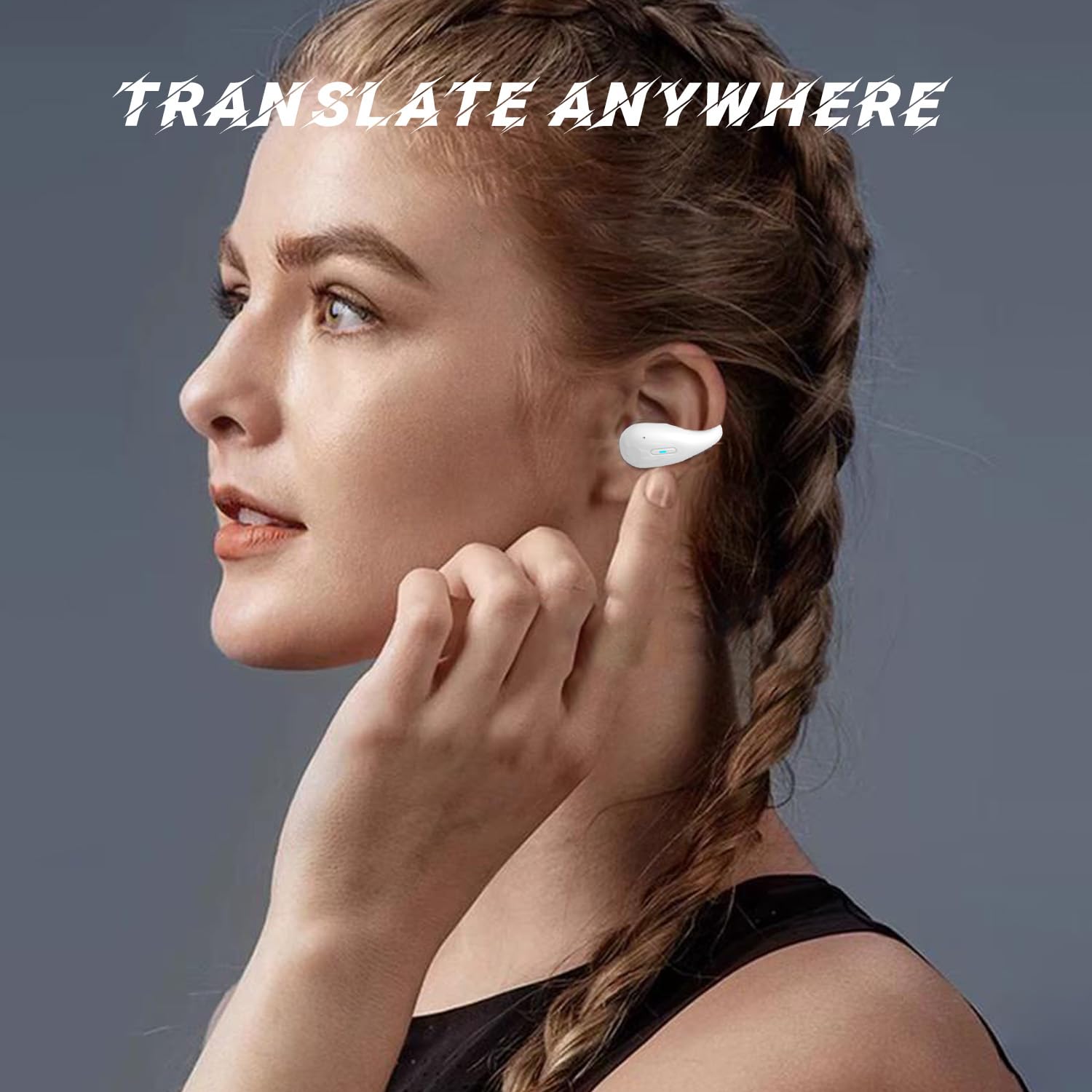 Real Time Language Translator Earbuds - Wireless Open Ear Headphones with 144 Languages Translation, Bluetooth Translator Pods for iOS & Android (2 Pack, White) - Perfect for Travel, Business Meetings & Language Learning
