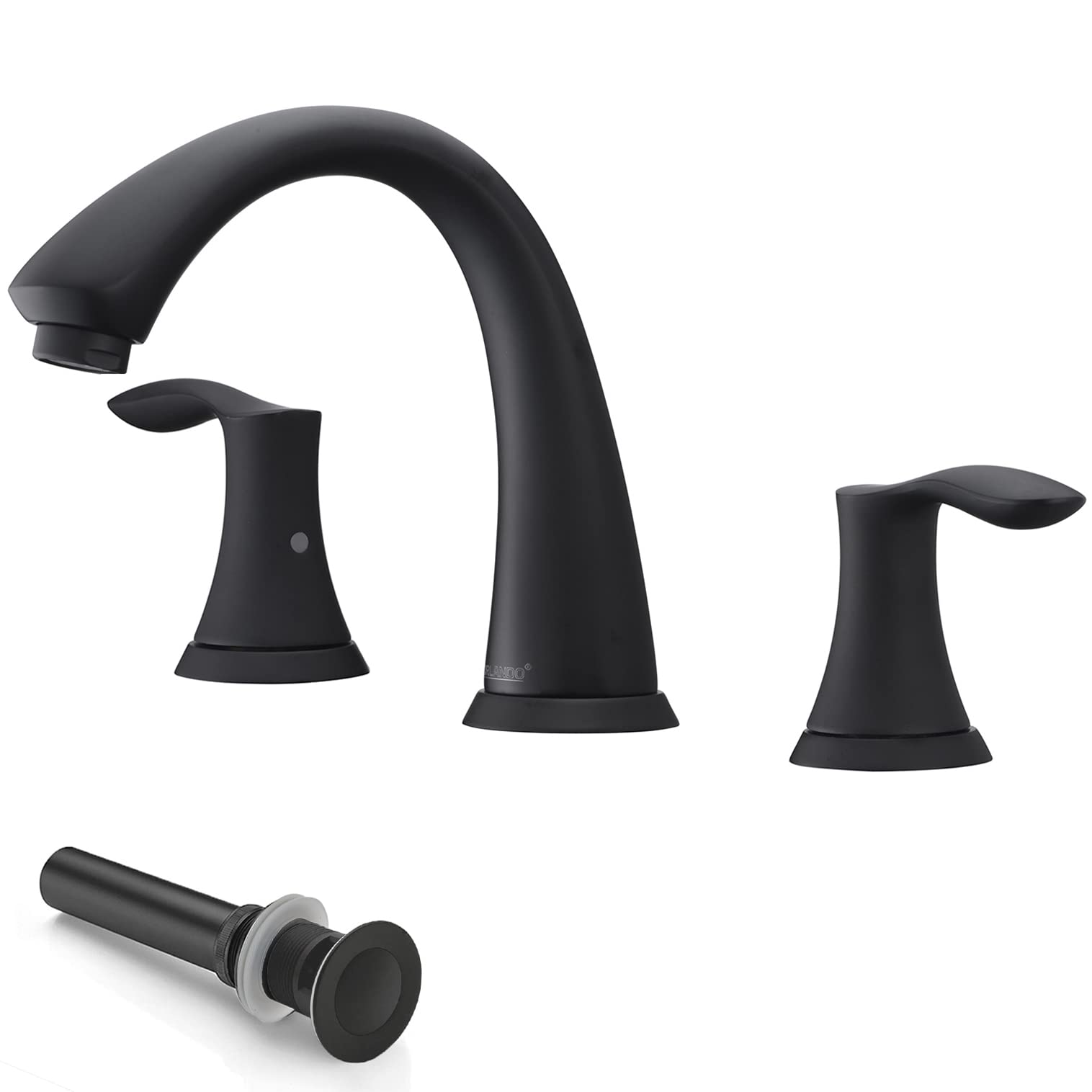 Modern 2-Handle 8 Inch Widespread Bathroom Faucet - Matte Black Vanity Sink Faucet with Pop-Up Drain for 3-Hole Installation | Perfect for Bathroom Renovation & Luxury Home Decor