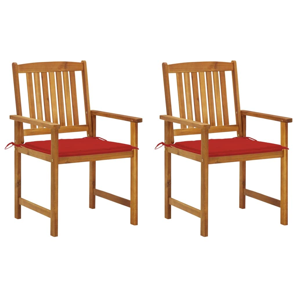 Premium Acacia Wood Outdoor Dining Chairs with Cushions (Set of 2) - Patio, Garden, Balcony & Backyard Furniture - Perfect for Al Fresco Dining, Poolside Lounging & Outdoor Entertaining