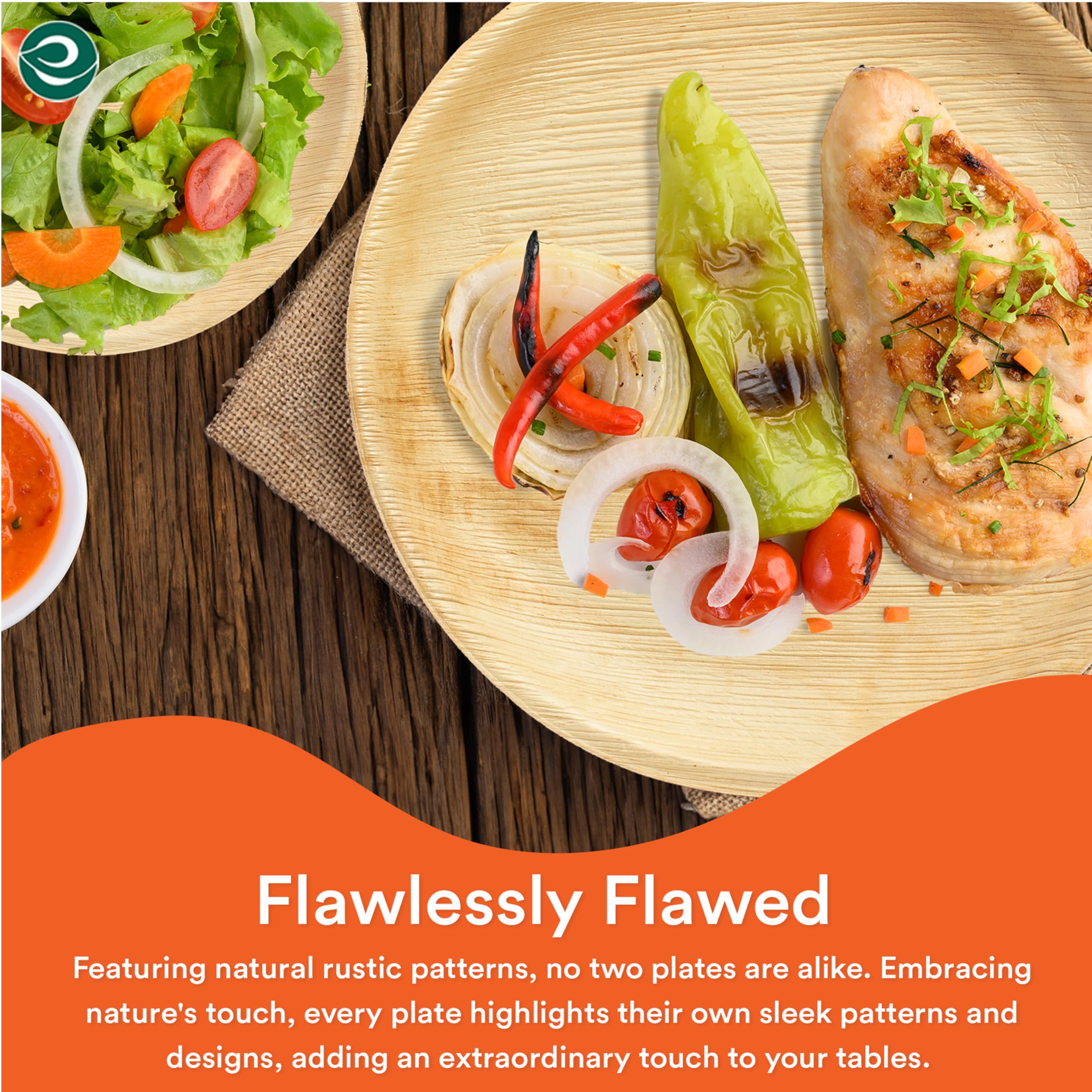 ECO SOUL 8 Inch Compostable Palm Leaf Round Plates (50 Count) - Biodegradable, Eco-Friendly, Microwave & Oven Safe Dinnerware | Perfect for Parties, Picnics & Sustainable Dining
