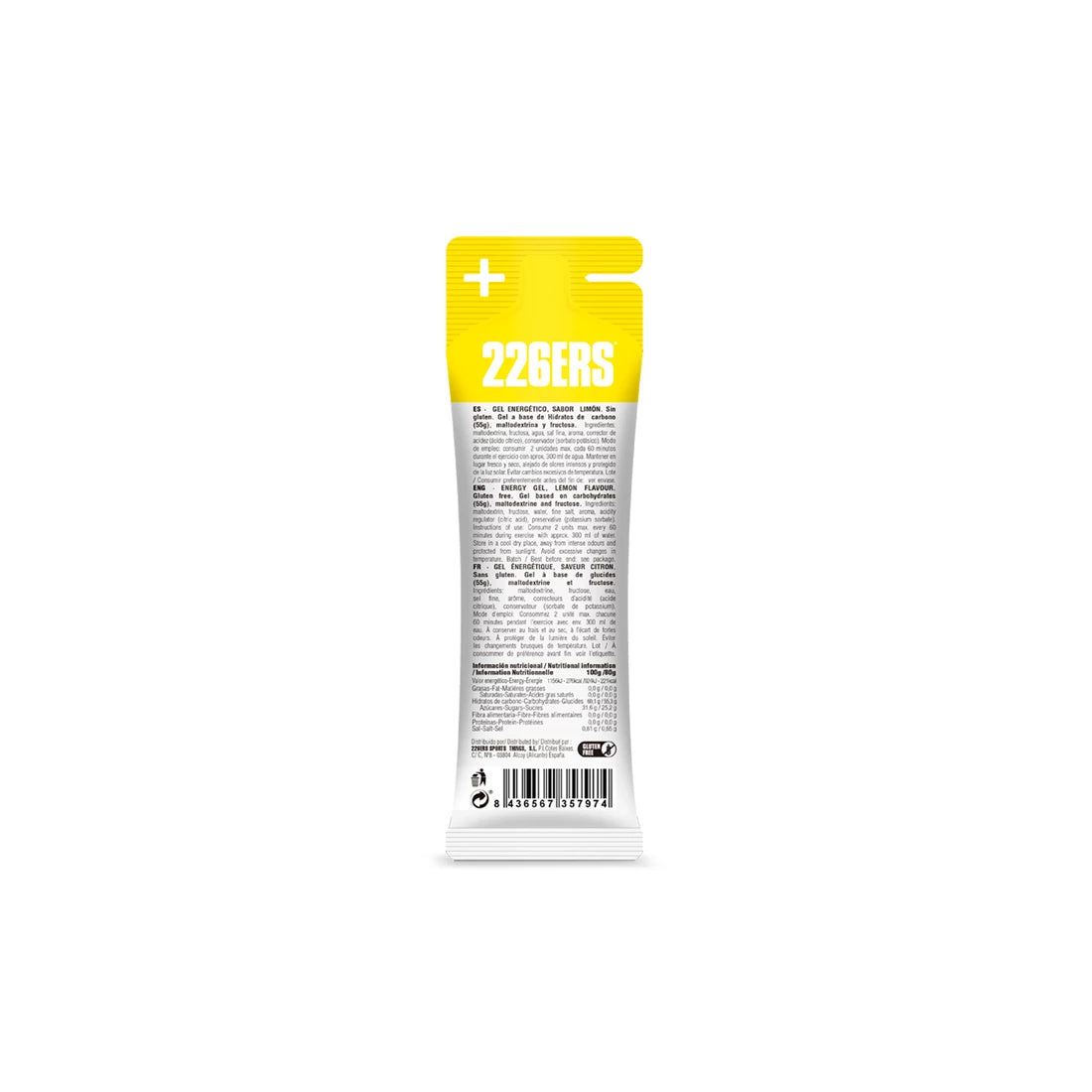 226ERS High Fructose Energy Gel 80g - Lemon Flavor Sports Nutrition for Cycling, Running & Endurance Athletes | Quick Energy Boost During Workouts & Competitions