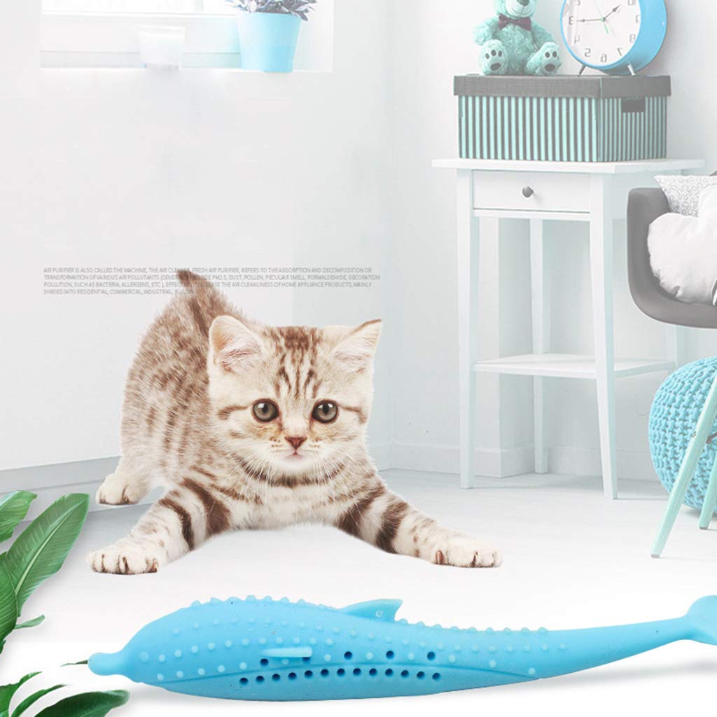 Catnip Fish Toy for Cats - Silicone Dental Chew Stick & Teeth Cleaning Tool for Dogs and Cats - Fun Interactive Pet Toy for Dental Health (Pink) - Perfect for Playtime and Oral Care