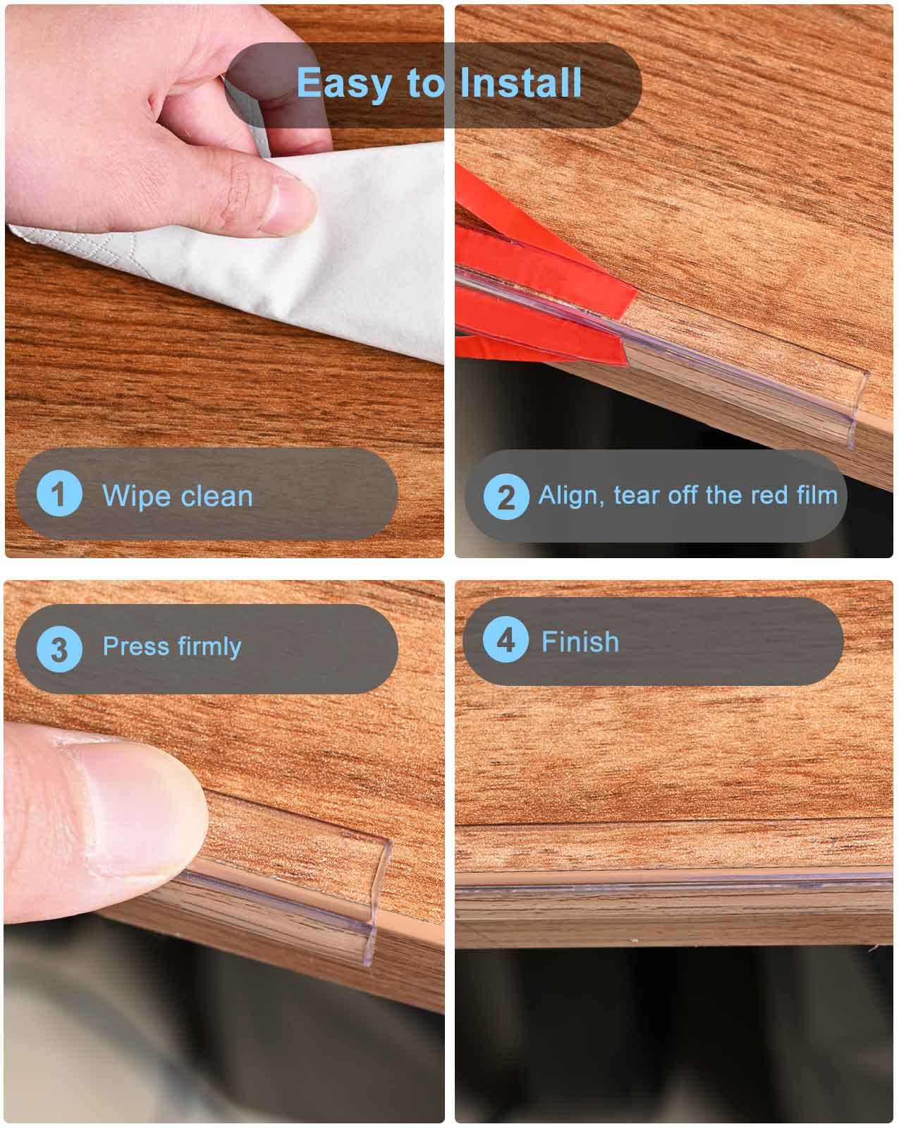 Baby Proof Edge Protectors for Furniture - Clear Pre-Tape Adhesive Corner Guards (3 Meters) - Safe Table Bumpers for Toddlers & Kids - Protect Sharp Edges on Coffee Tables, Desks & Nursery Furniture