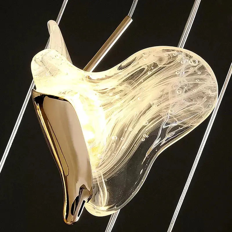 Juli Art Deco Stairwell LED Chandelier - Modern Crystal Ceiling Light Fixture for Hallway, Foyer & Staircase Lighting