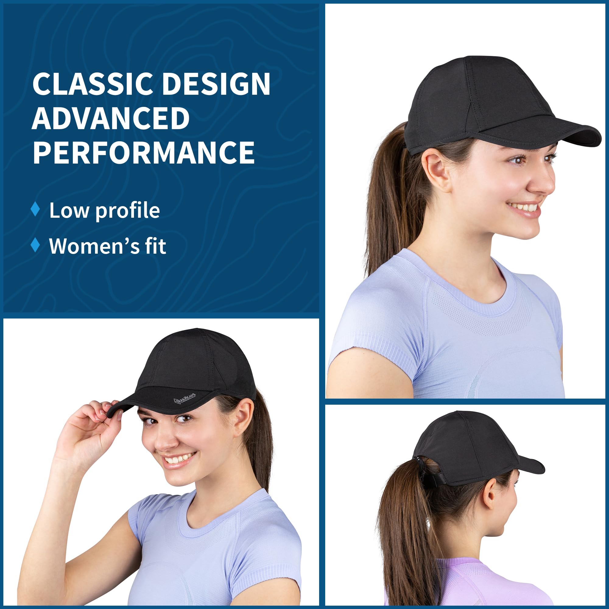 TrailHeads Women's UV Protection Running Hats with 50+ UPF - Breathable Summer Baseball Cap for Tennis, Golf, Gym & Workout - Perfect for Outdoor Sports, Hiking & Daily Sun Protection