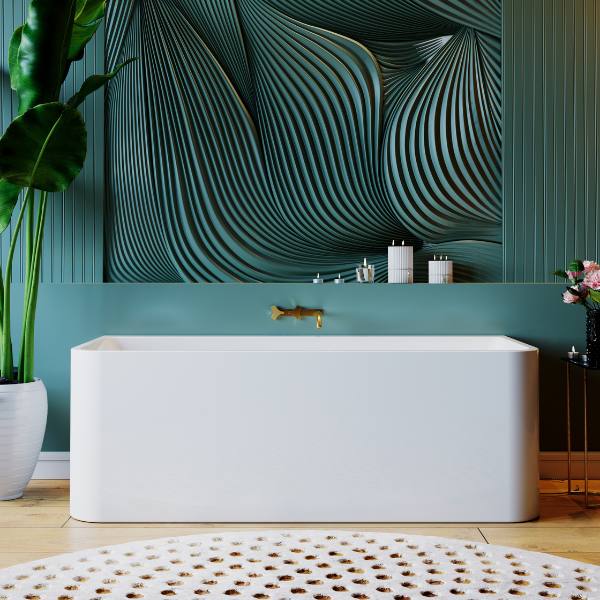 BelBagno Alto Back to Wall Bathtub 1700mm - Modern Freestanding Soaking Tub for Luxury Bathrooms | Perfect for Spa-Like Relaxation & Small Space Solutions