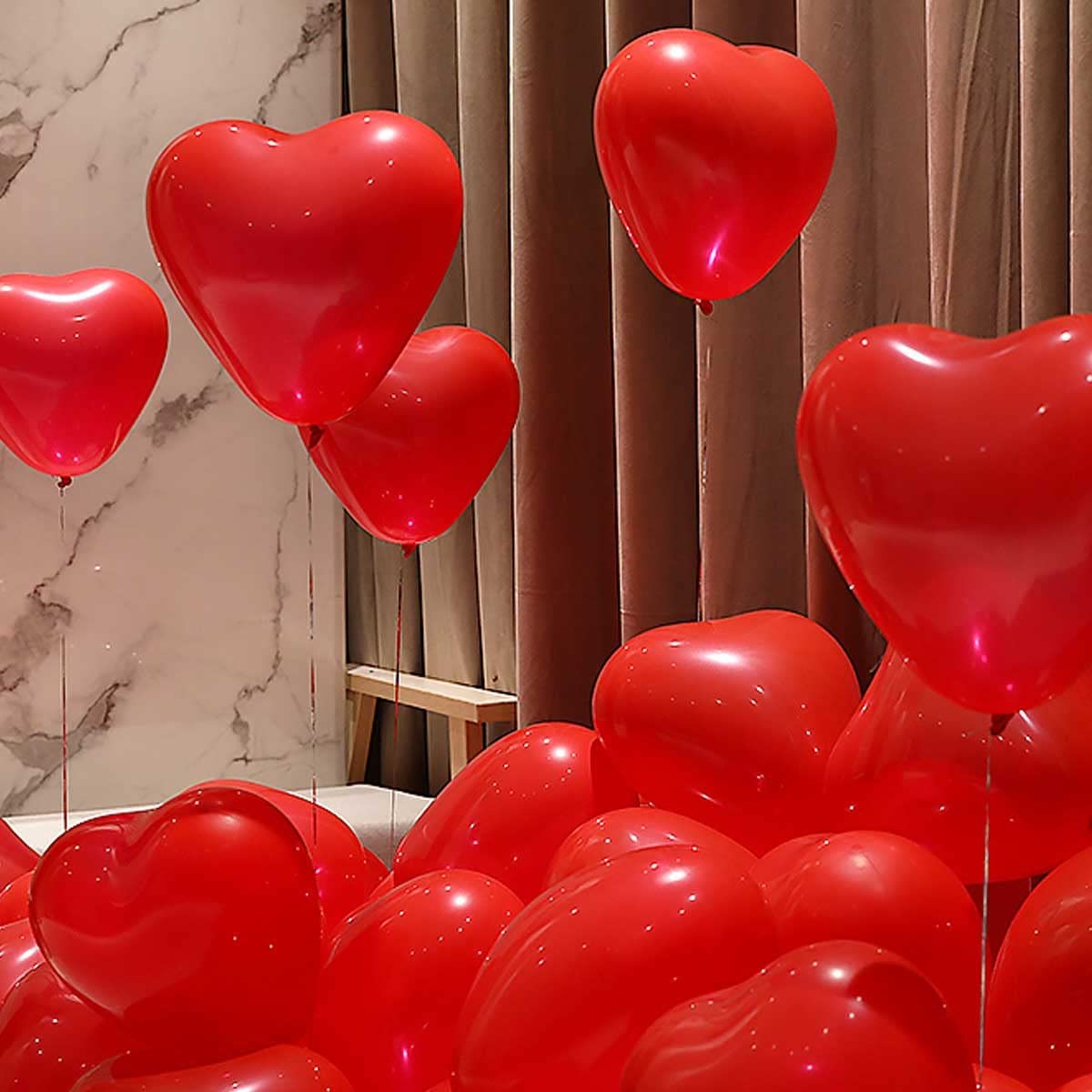 100 Pack 6-Inch Red Heart Shaped Latex Balloons for Valentine's Day, Wedding Proposal, Anniversary, Birthday Party Decorations - Perfect for Romantic Proposals, Wedding Decor, and Special Occasions