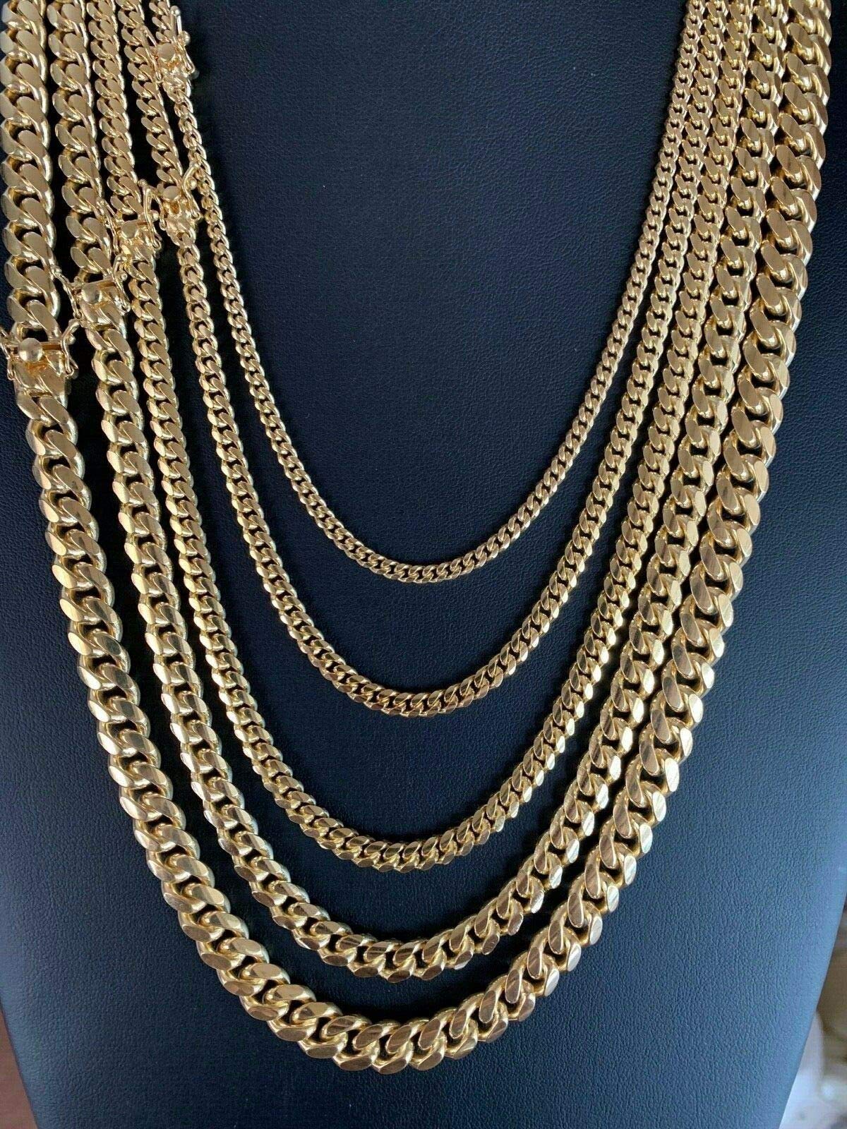 HarlemBling 925 Sterling Silver 14k Gold Plated Miami Cuban Link Chain or Bracelet - 4mm to 10.5mm Box Lock Italian Men's Jewelry - Perfect for Hip Hop Fashion, Gifts & Everyday Wear