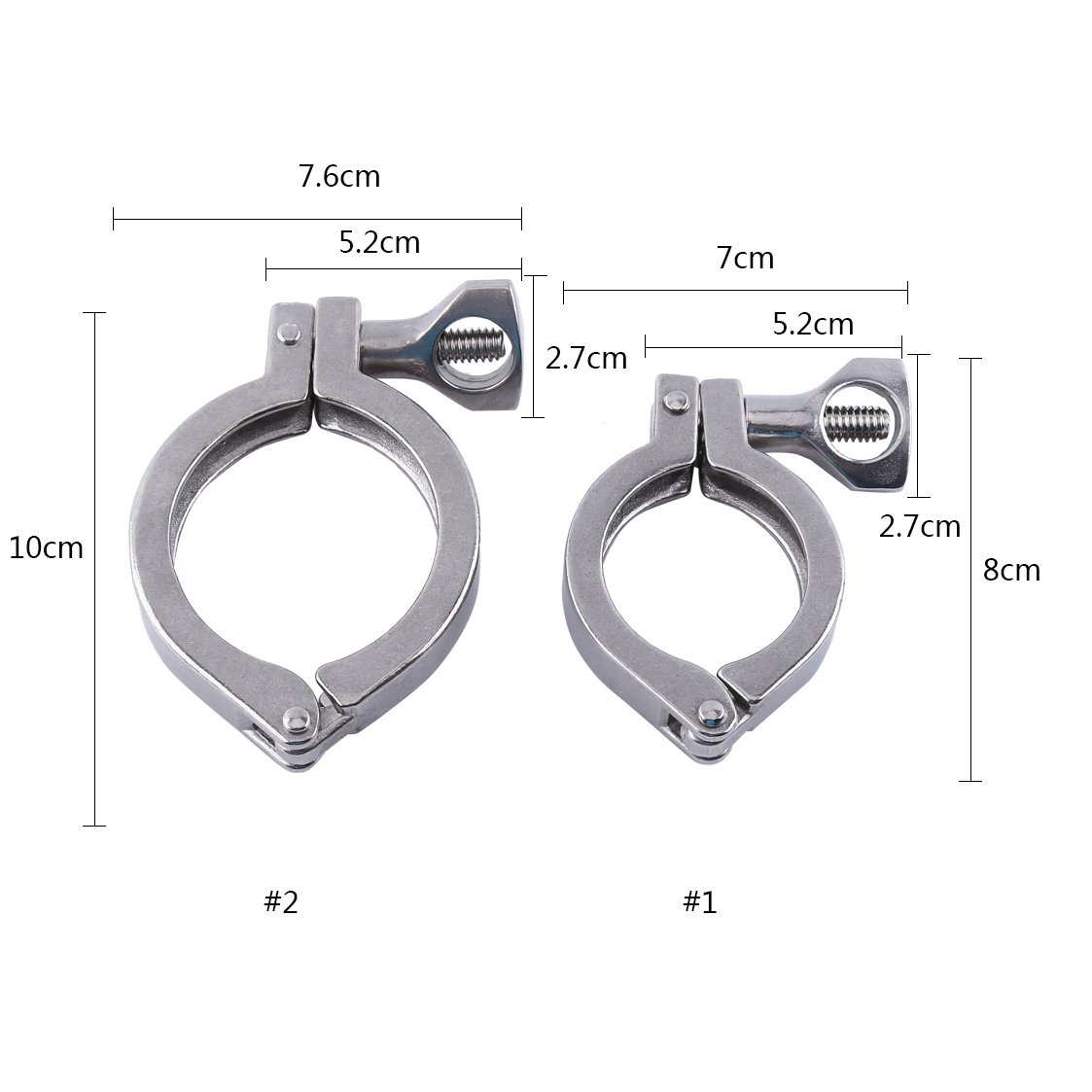 304 Stainless Steel Single Pin Triple Clamp with Butterfly Nut for TC 1.5