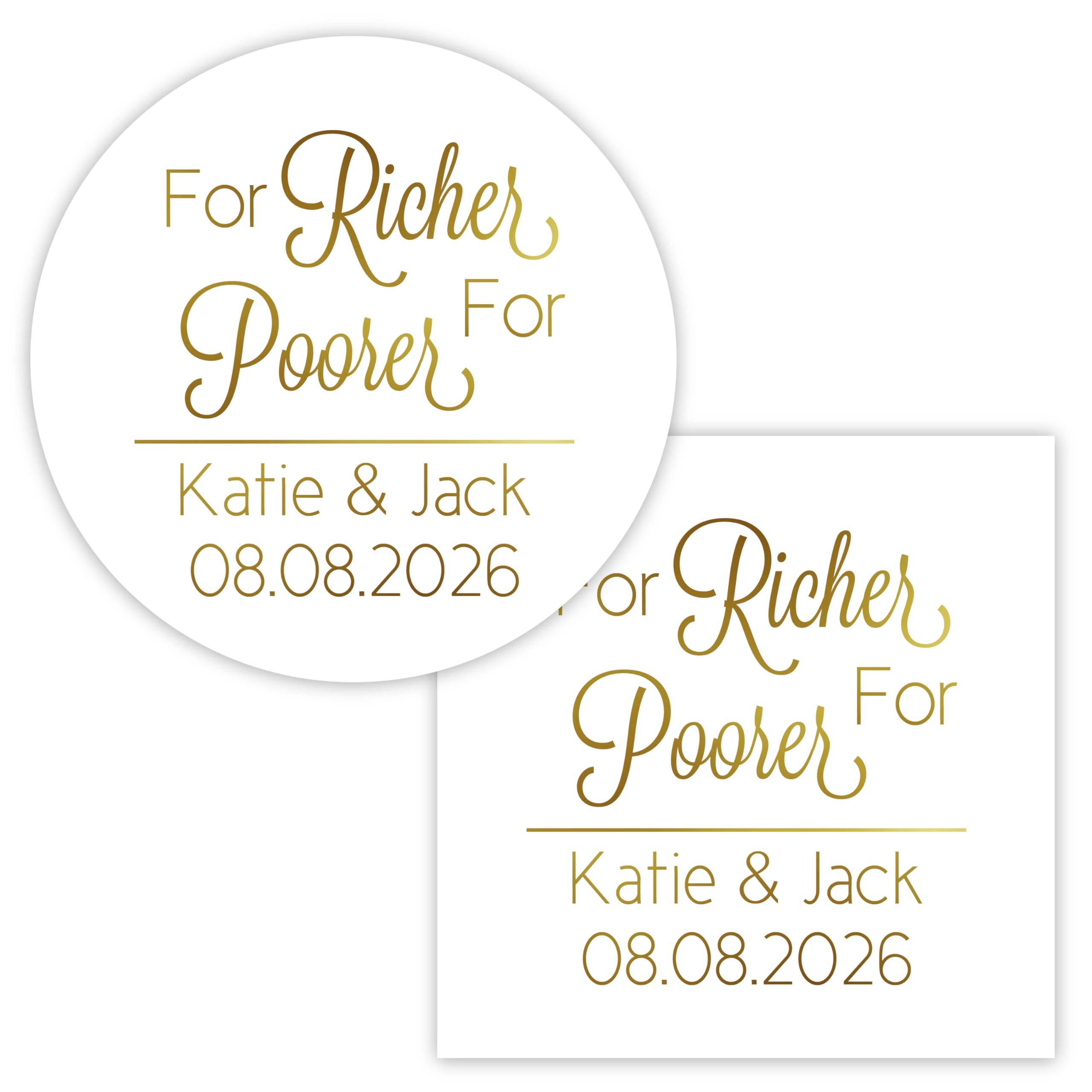 Custom Wedding Stickers - Lottery Ticket Style 'For Richer For Poorer' Labels | Personalized Decals for Wedding Invitations, Favors & Decor | 217-1-F | Perfect for DIY Wedding Projects & Bridal Shower Gifts
