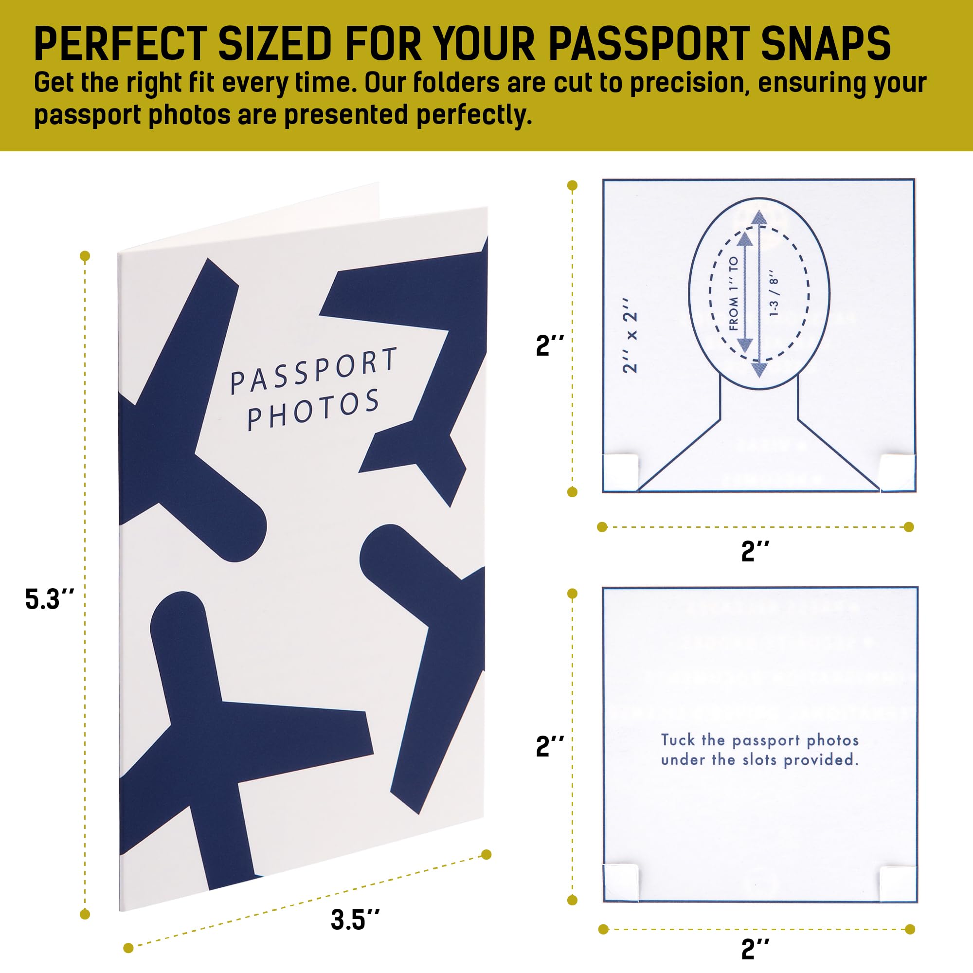 LOSTRONAUT 150-Pack Passport Photo Organizer Folder with Pockets & Compartments - 2x2 Print Picture Display Travel Document Holder - Small Business Office Supplies - Perfect for Passport Photos, Visa Applications & Travel Organization