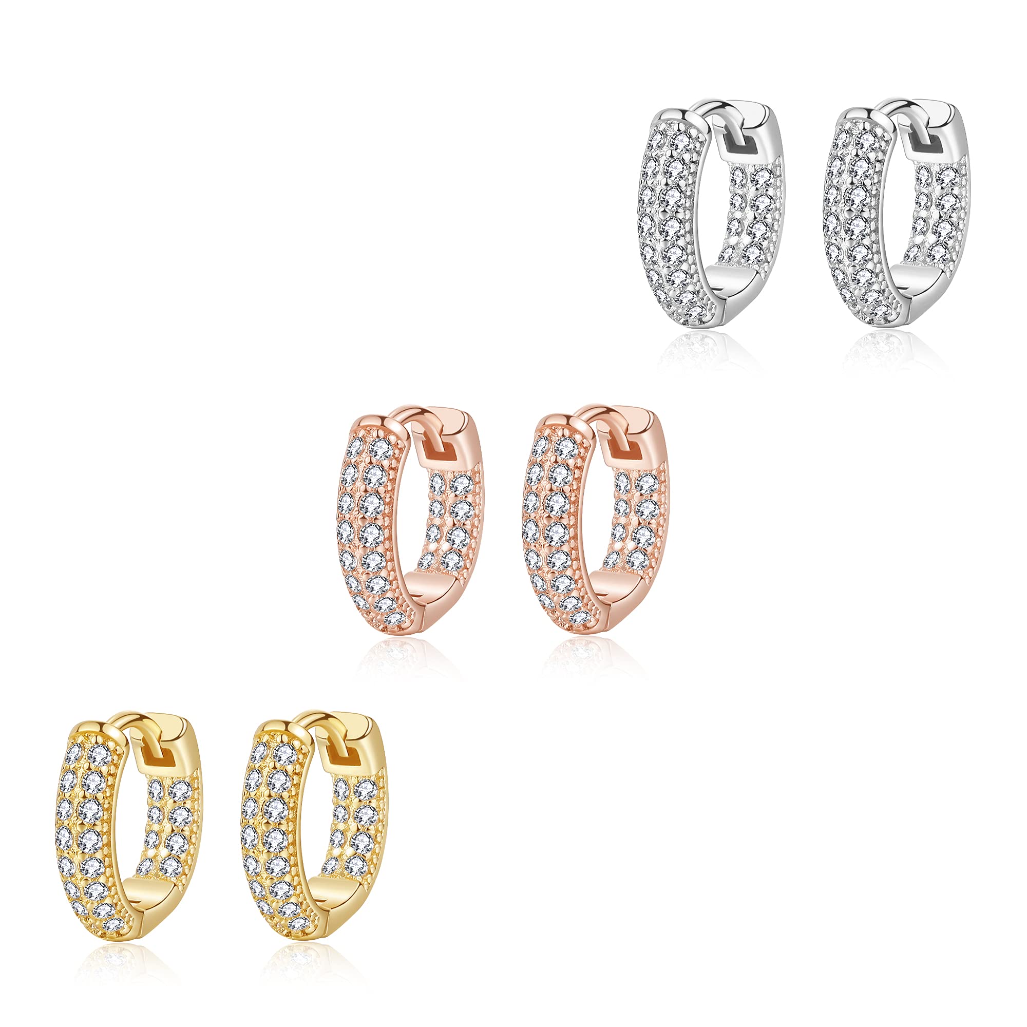 14K Gold Plated Small Huggie Hoop Earrings for Women & Girls - Hypoallergenic Cubic Zirconia Studs - Perfect Gift for Everyday Wear, Parties & Special Occasions