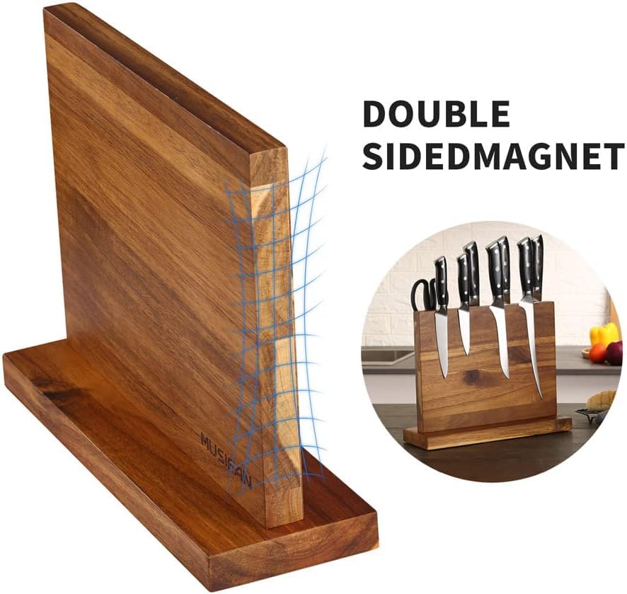 Premium Magnetic Knife Holder - Strong Magnetic Knife Block Stand for Kitchen Knives - Safe Cutlery Storage & Display Rack - Perfect for Home Chefs & Professional Kitchens