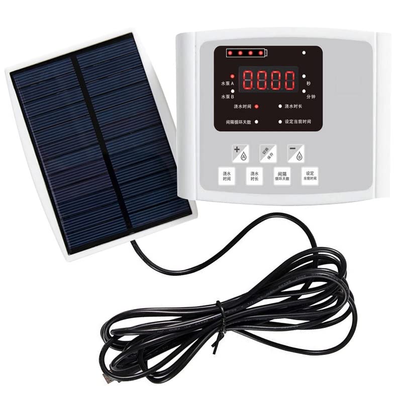 Solar Powered Automatic Plant Watering System with USB Charging & Dual Pump Timer - Smart Drip Irrigation Kit for Potted Plants, Indoor/Outdoor Garden, Vacation Home & Greenhouse Use