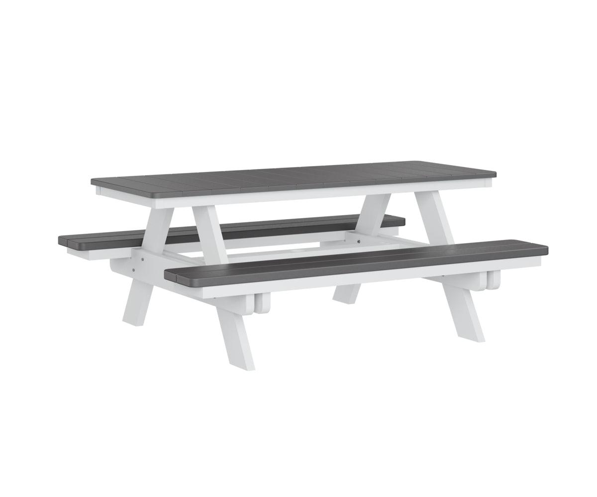 Berlin Gardens Rectangular Picnic Table - Outdoor Dining Set for Patio, Backyard, and Park - Heavy Duty Weather-Resistant Wooden Picnic Bench with Umbrella Hole