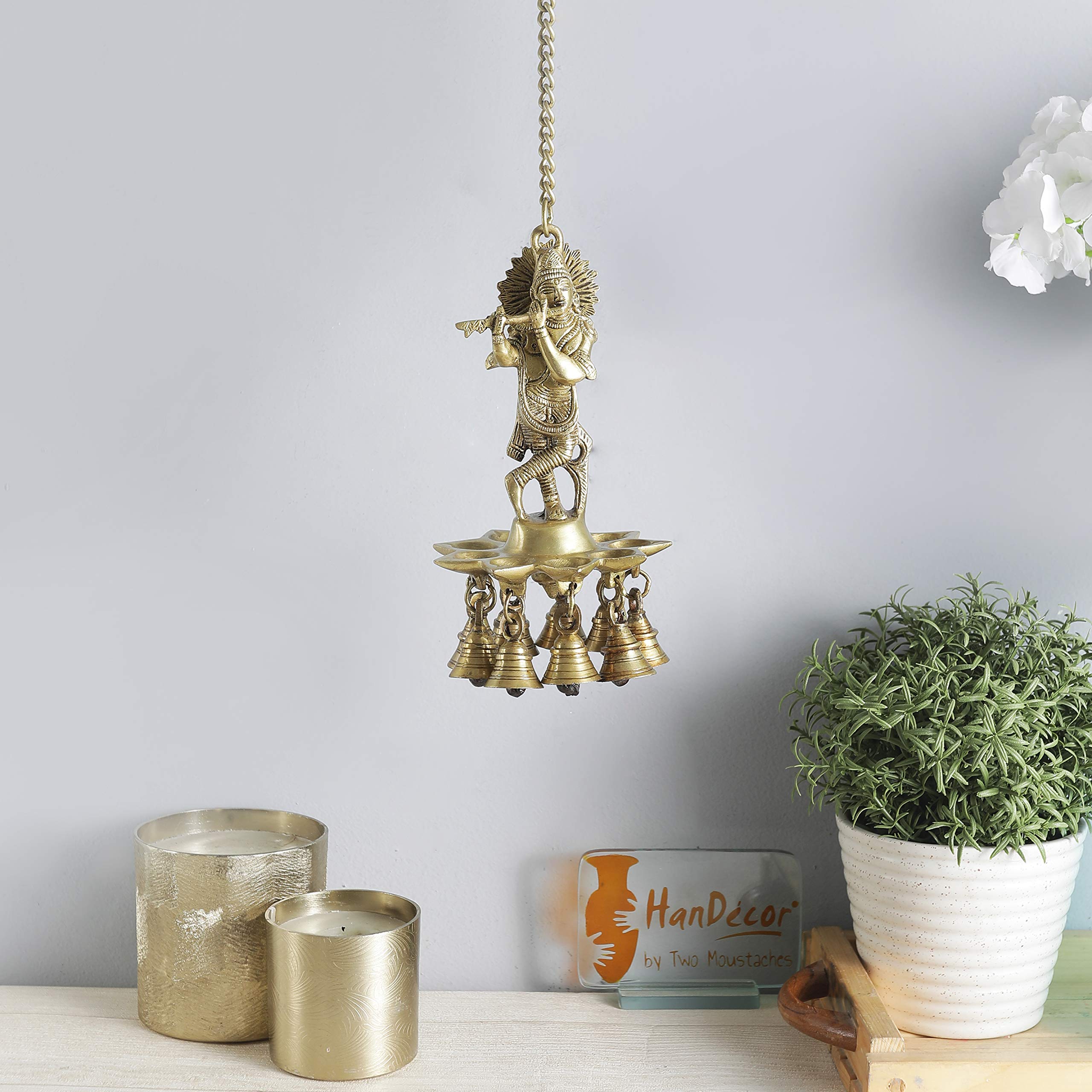 Krishna Brass Hanging Diya - Home Decor for Festivals & Pooja