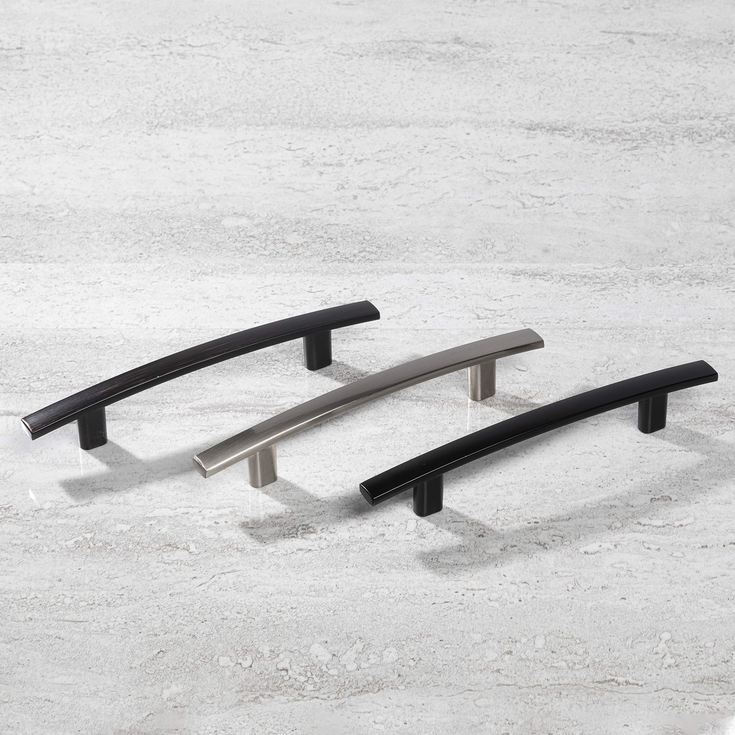 Vintage Iron Kitchen Cabinet Handles - 3 Inch Hole Center Curved Bar Pulls - 10 Pack Cabinet Hardware for Farmhouse, Rustic & Industrial Style Kitchens, Bathrooms & Furniture