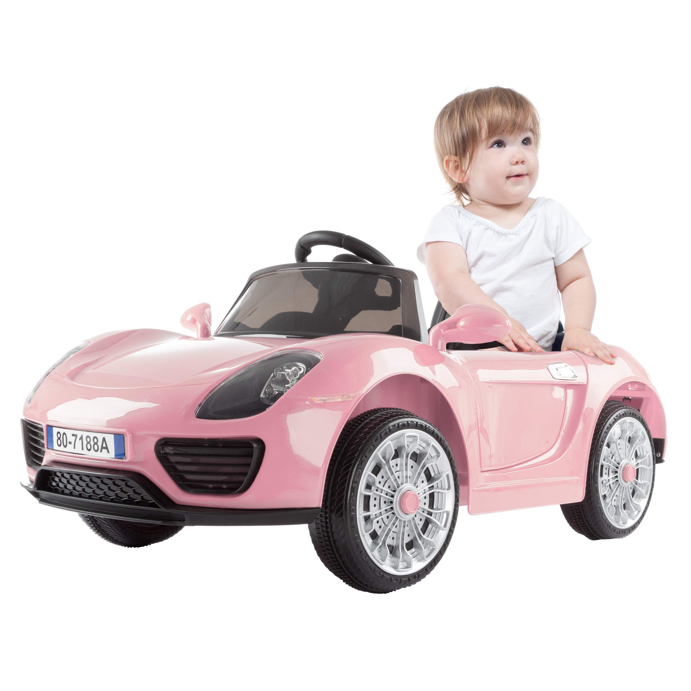Lil' Rider Pink 6V Battery Powered Kids Ride On Car with Remote Control – Electric Sports Car Toy for Boys & Girls Ages 3-6, Features Sound, MP3 & USB – Perfect for Birthday Gifts, Indoor & Outdoor Play