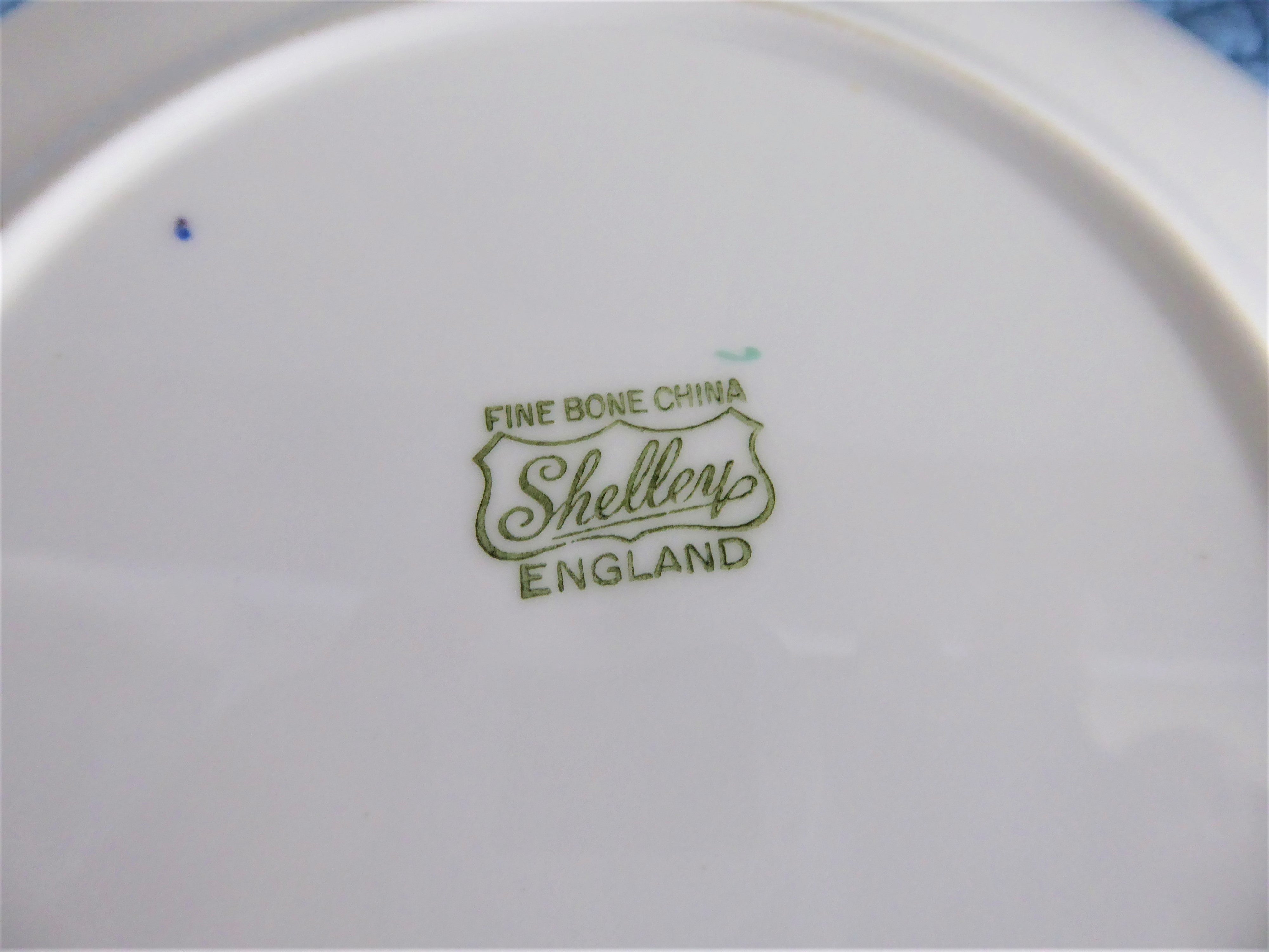 Vintage Shelley China Plate Pair - Caprice Green Trim, 6 Inch Bread & Side Plates, 1960s Retro Tea Party Set for Cake, Desserts & Elegant Dining
