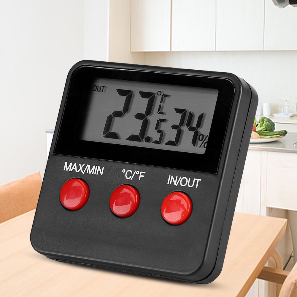 Digital Thermometer Hygrometer with LCD Display - Accurate Temperature and Humidity Monitor for Egg Incubators, Reptile Tanks, Pet Habitats, Greenhouses & Home Use