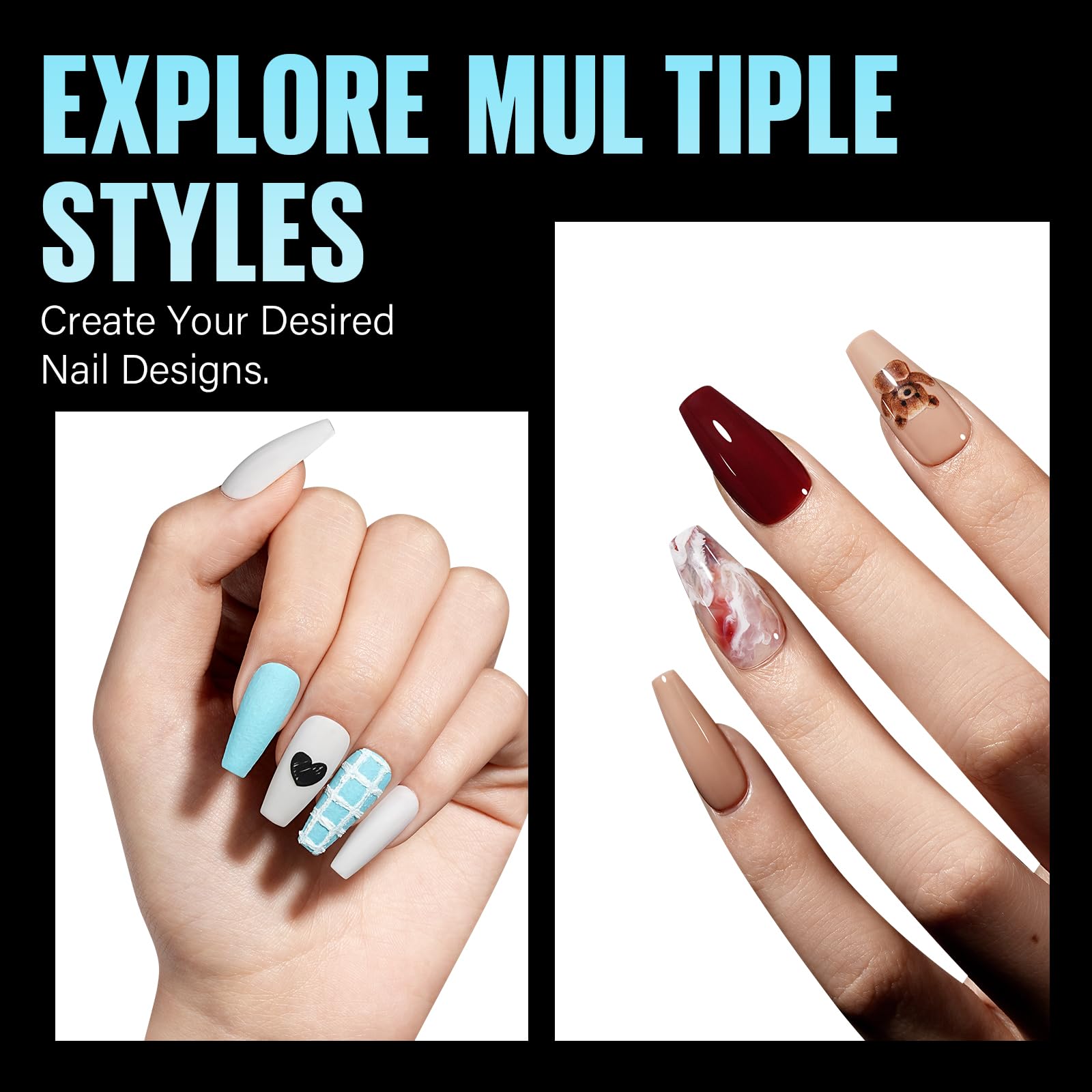 TOMICCA Medium Coffin Nail Tips - 240Pcs Half Matte Soft Gel False Nails with 12 Sizes for Acrylic Extensions | DIY Nail Art Kit for Beginners & Professionals | Perfect for Home Manicures, Salon Use & Special Occasions